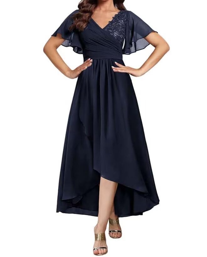 Elegant Tea Length Mother of the Bride Dresses with Lace Appliques - Wedding Guest & Groom's Mother Dresses for Formal Ceremonies & Special Occasions