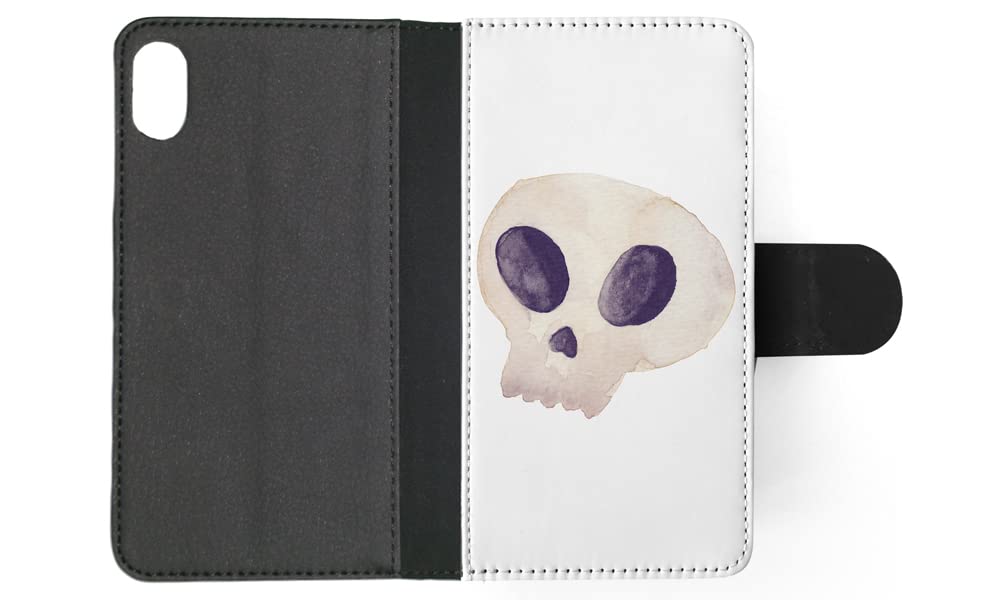 Watercolor Skull Art Flip Wallet Phone Case for Apple iPhone Xs MAX - Stylish Protective Cover for Everyday Use & Travel