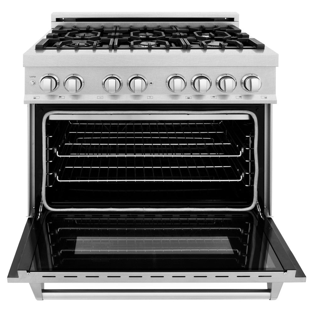 ZLINE 36 Inch Professional Kitchen Package - Stainless Steel Dual Fuel Range & Convertible Vent Hood | Perfect for Home Chefs & Modern Kitchens