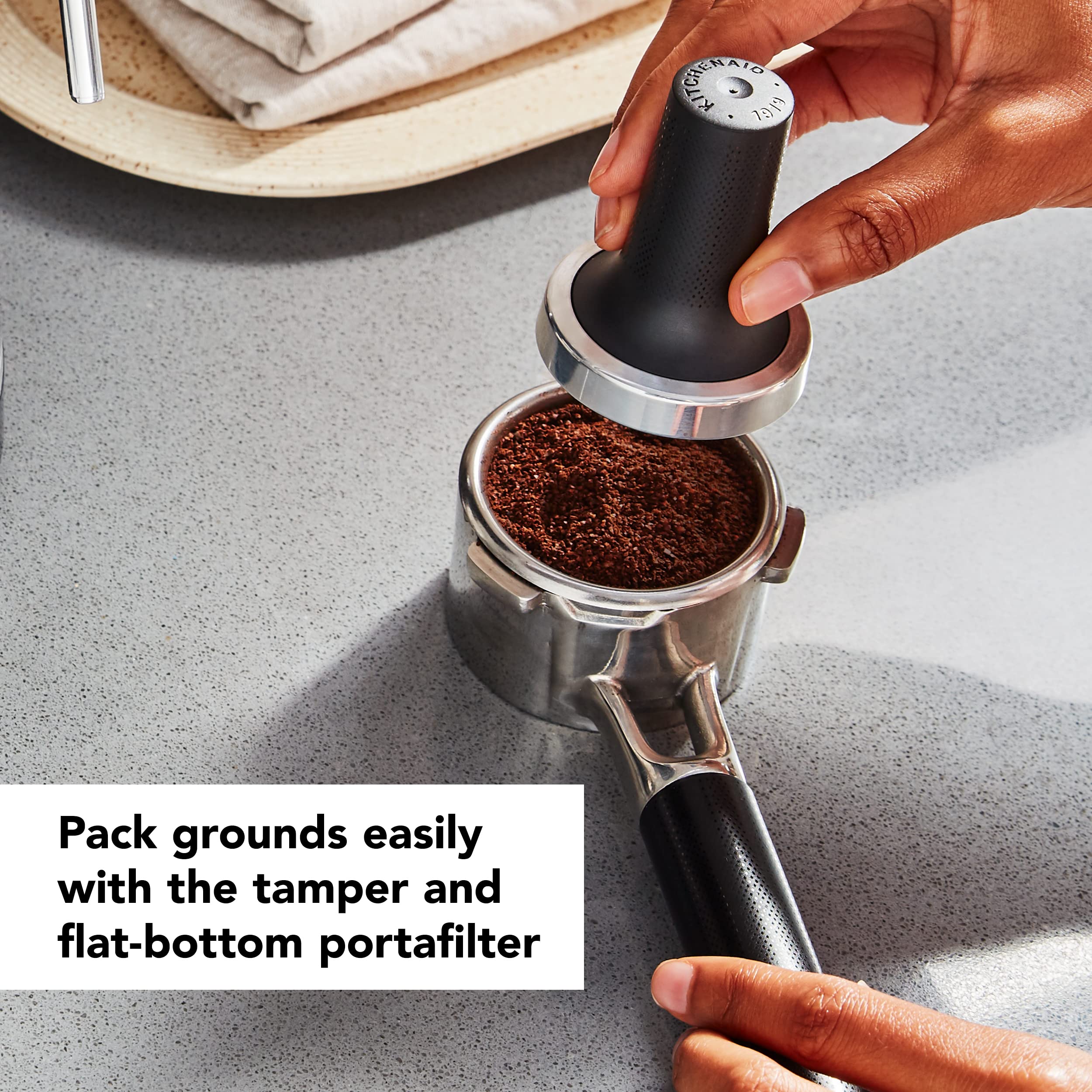 KitchenAid KES6503 Black 1.4L Semi-Automatic Espresso Machine for Home Barista - Perfect for Coffee Lovers, Small Kitchens & Entertaining Guests