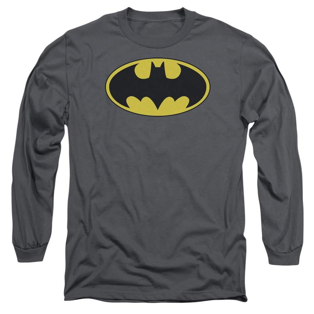 Batman Classic Logo Long Sleeve Shirt for Men - Size M - Superhero Graphic Tee for Casual Wear & Cosplay