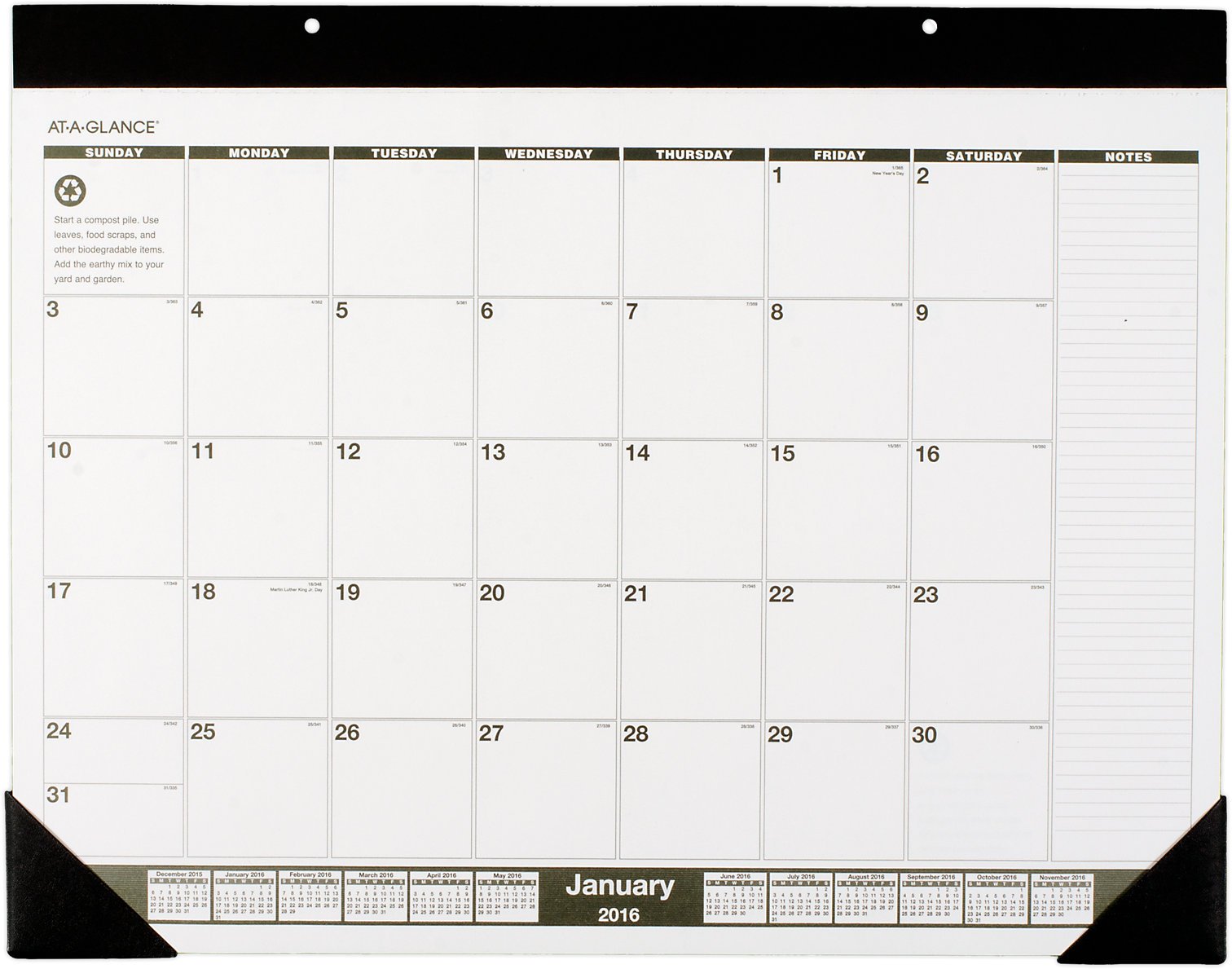 AT-A-GLANCE AAGSK32G00 Recycled Desk Calendar Pad, 22