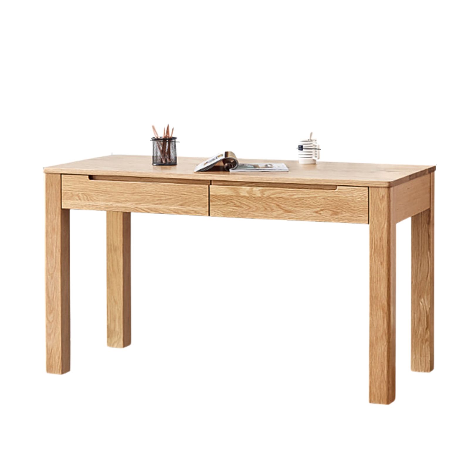 39.4x22x29.9 inch / 100x56x76сm / Natural Wood Color / oak two drawer desk