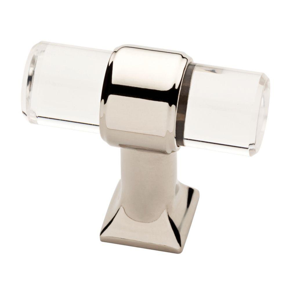 Liberty 1-9/16 in. (40mm) Polished Nickel Cabinet Knob with Clear Acrylic - Modern Drawer Pulls for Kitchen Cabinets, Bathroom Vanity, and Furniture Hardware