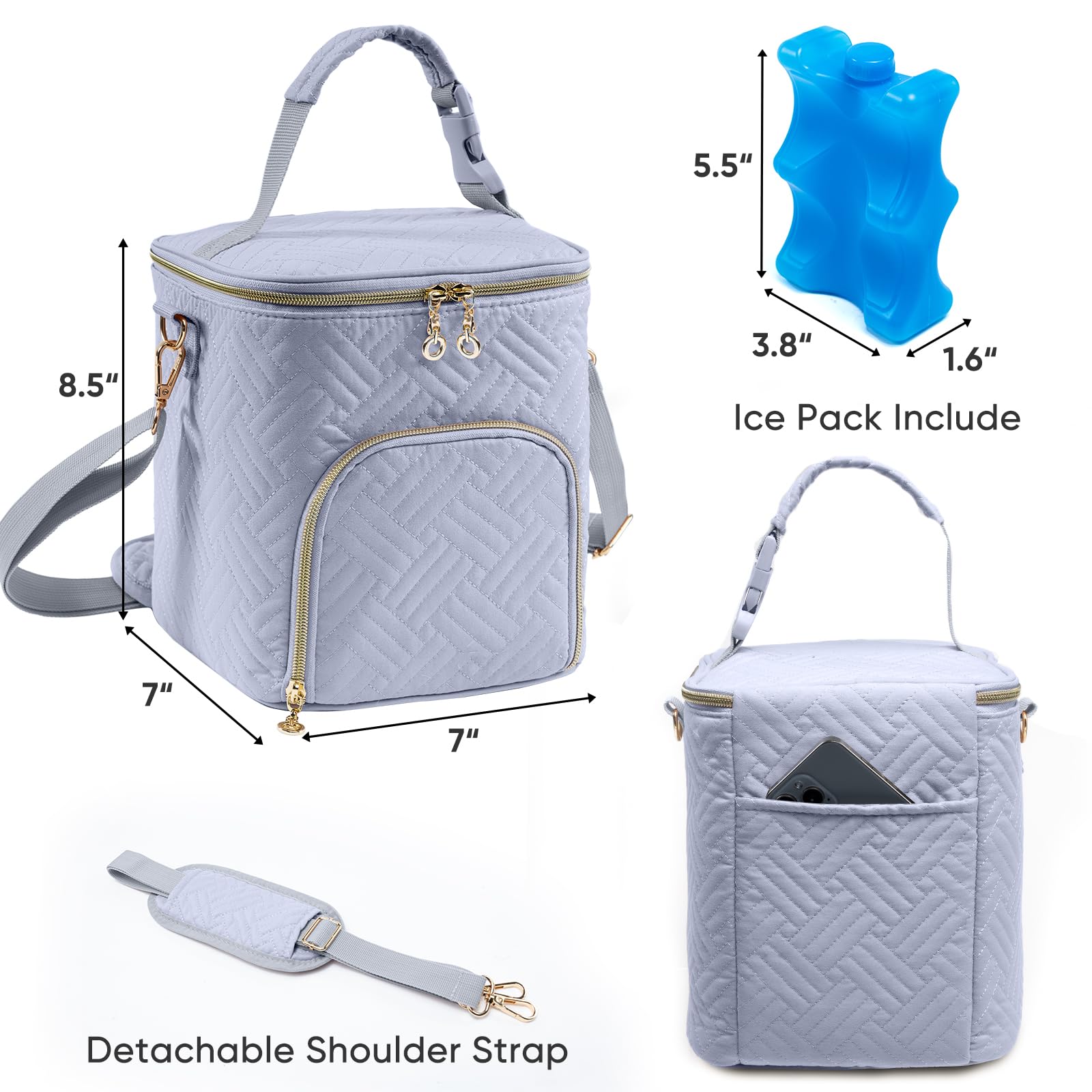 Insulated Breastmilk Cooler Bag with Ice Pack - Holds 4 Baby Bottles (4oz-9oz) & Mam Bottles - Clear Breast Pump Storage Bag for Daycare, Travel & Work - Leakproof & BPA-Free