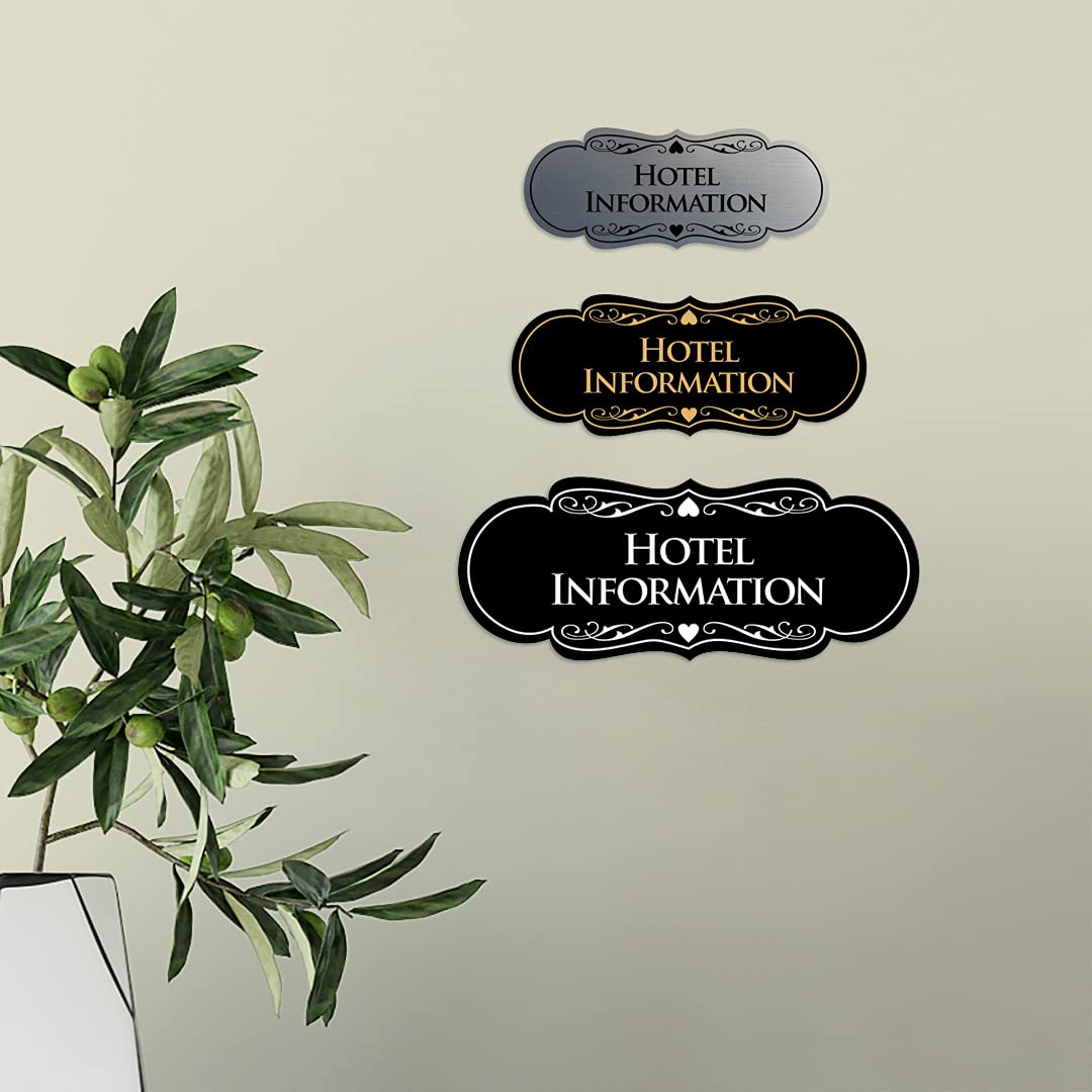 ByLITA Designer Hotel Information Sign - Ivory & Dark Brown Medium Size | Elegant Room Decor for Lobbies, Hallways & Guest Rooms