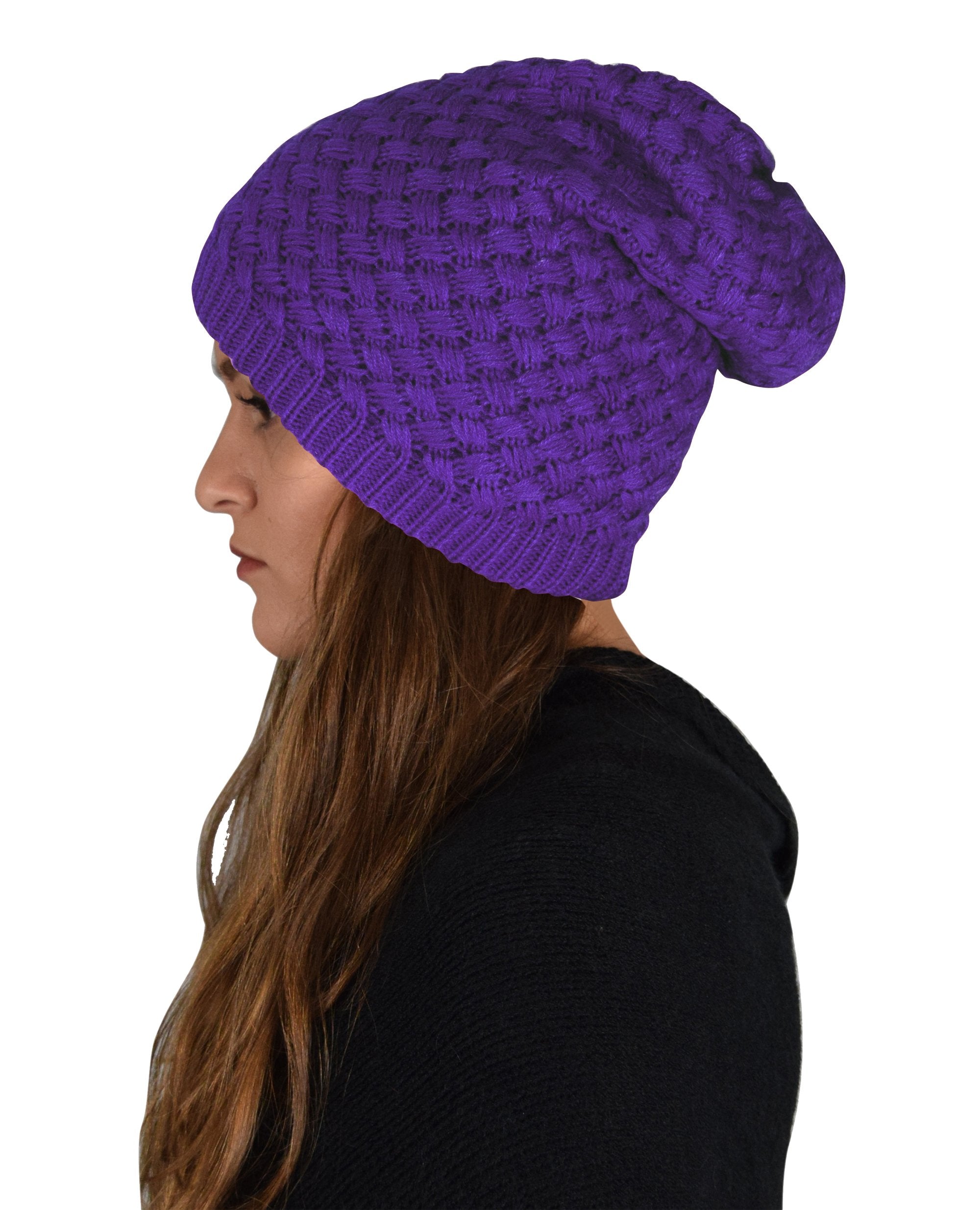 Warm Thick Crochet Knit Double Layer Beanie Slouchy Hat for Women & Men - Cozy Winter Accessory for Outdoor Activities