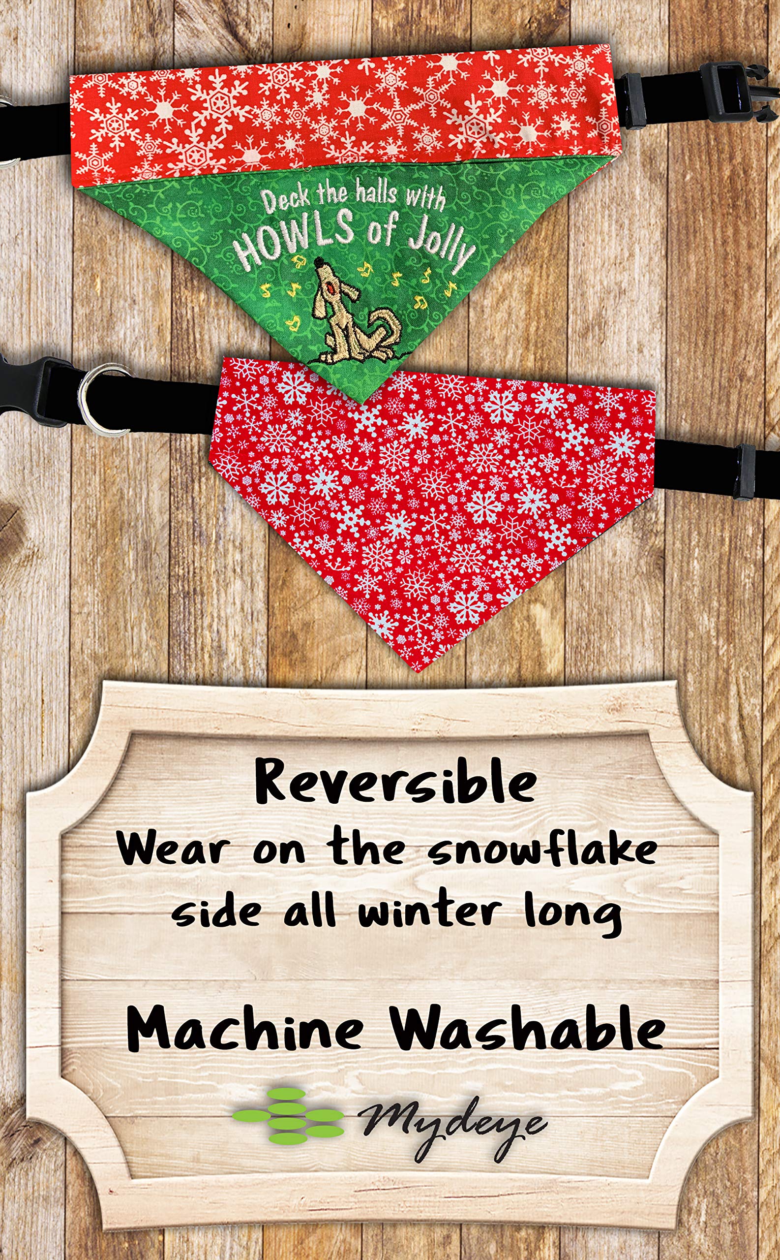 Embroidered Personalized Christmas Dog Bandana - Howls of Jolly Over-the-Collar Pet Bandana for Small Medium Large Dogs - Perfect for Holiday Photos, Parties & Festive Gatherings