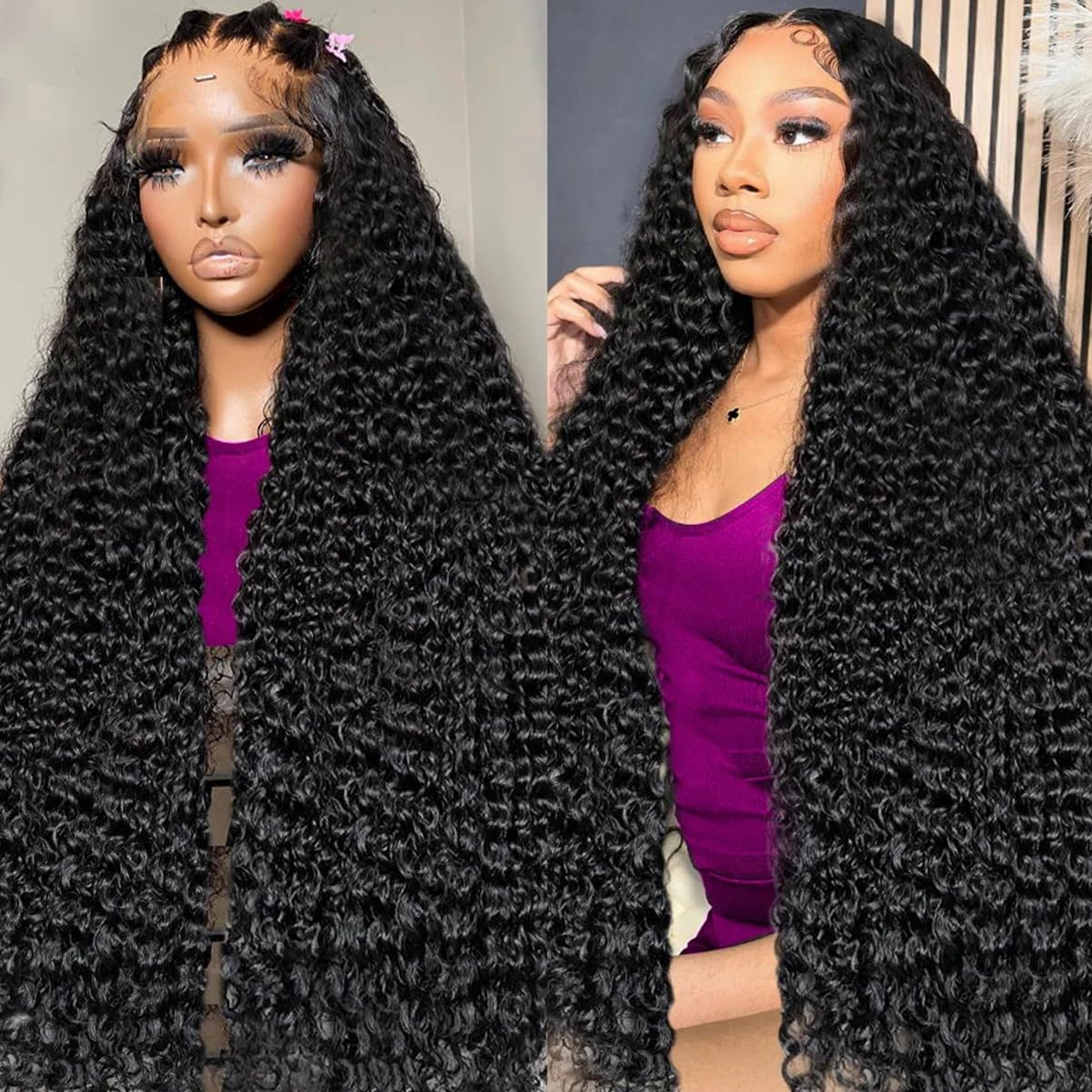 13x6 Deep Wave Lace Front Wigs Human Hair 180% Density, 30 Inch Curly Lace Frontal Wig with Pre-Plucked Hairline & Baby Hair - Natural Looking Wigs for Women, Perfect for Daily Wear, Parties & Special Occasions