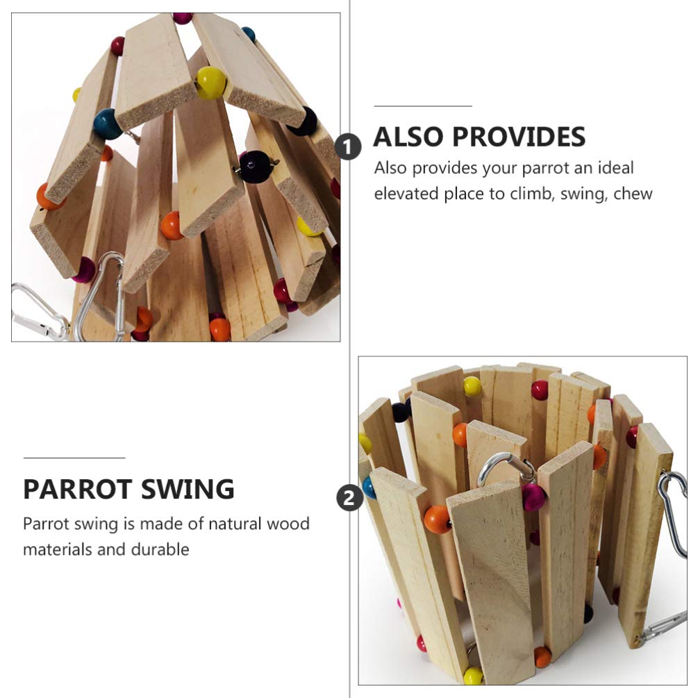 Balacoo Natural Wood Parrot Swing & Ladder Toy - Bird Stand, Perch & Climbing Toy for Parrots, Cockatiels, Lovebirds - Perfect for Bird Cages, Aviaries & Chicken Coops