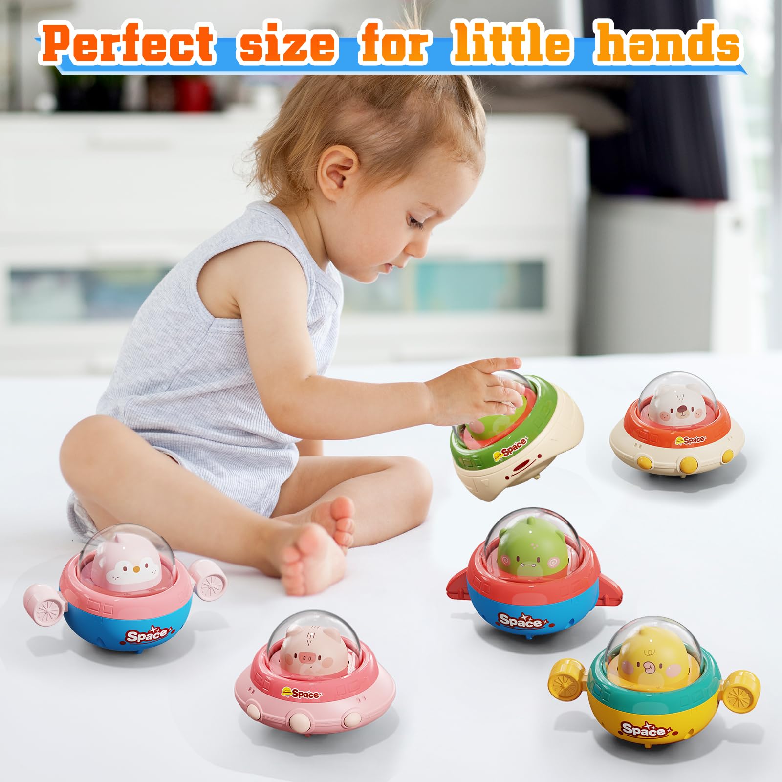 6PCS Animal Car Toys with Playmat - Space Theme Gift for 1 Year Old | Birthday & Christmas Present for Babies 12-18 Months