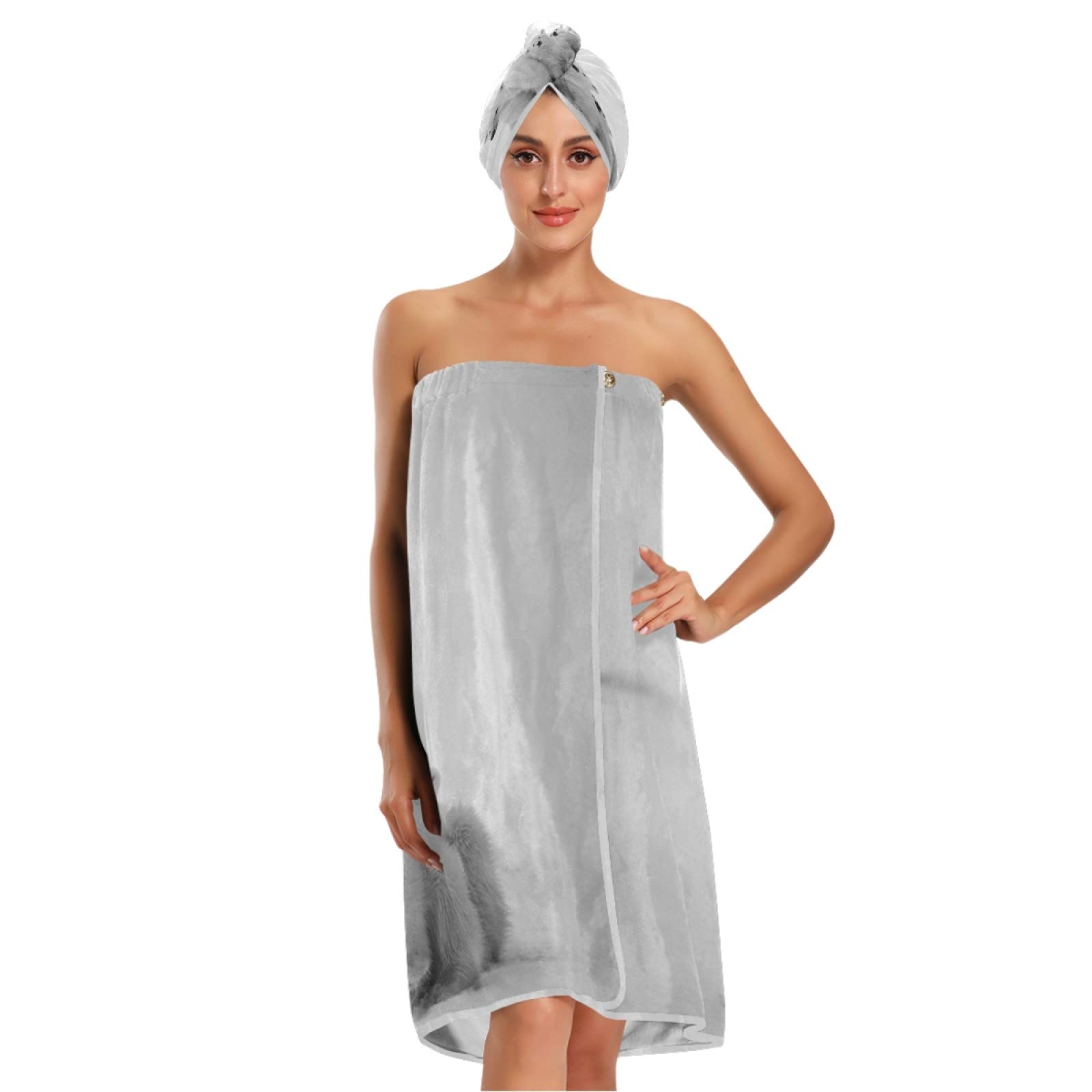 Blueangle Women's Spa Towel Wrap Set of 3 - Soft Arctic She-Bear with Cubs Bathrobe, Shower & Bath Body Wrap with Adjustable Closure - Perfect for Spa, Beach & Relaxation at Home