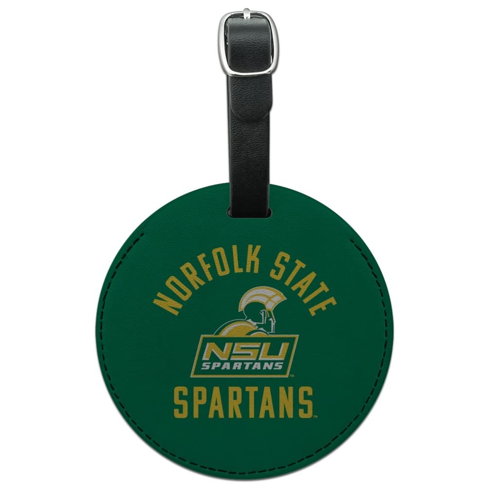Norfolk State University Spartans Logo Round Leather Luggage Tag & ID Card Holder - Perfect for Travel, Campus Life, and Alumni Events