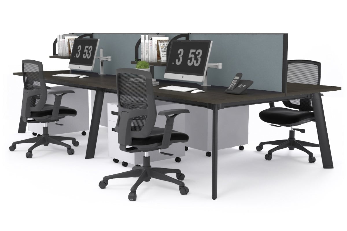 4-Person Workstation with Black Frame - 1200L x 800W Office Desk with Cable Management for Team Collaboration | Perfect for Open Offices, Coworking Spaces & Home Offices