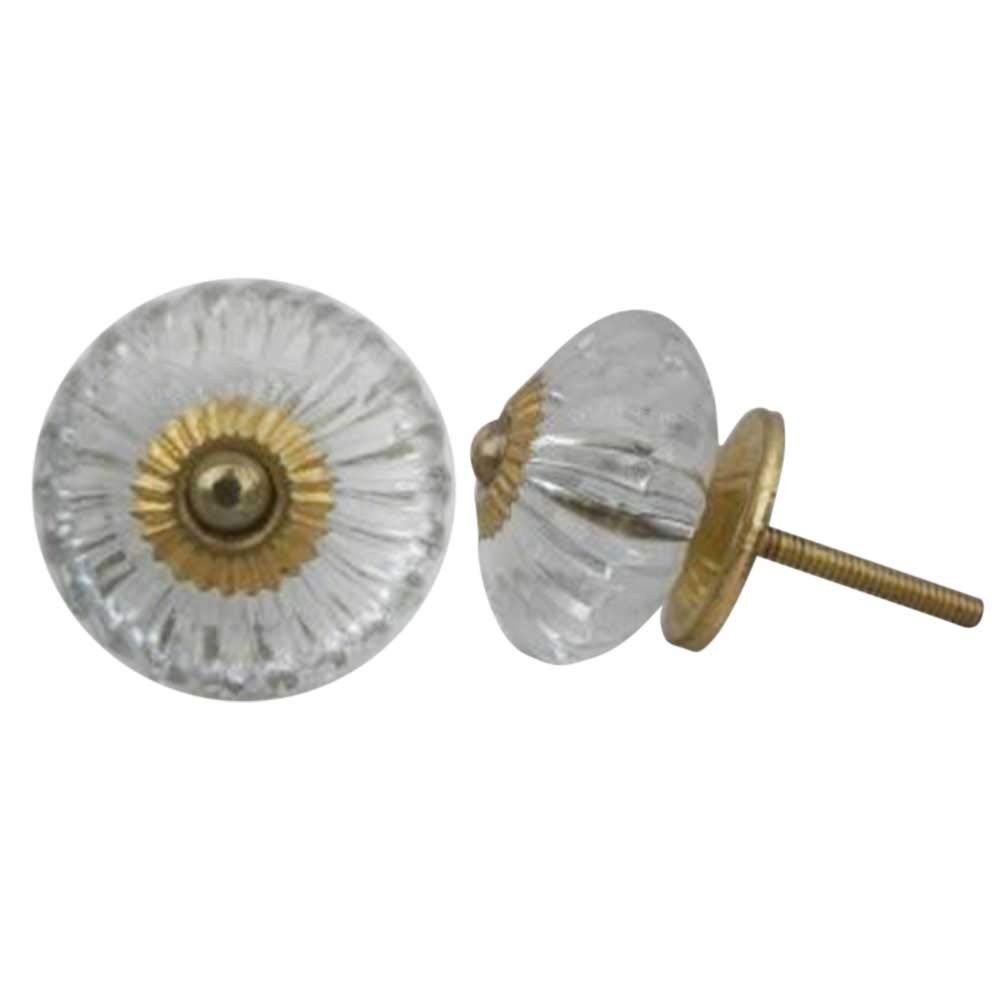 Premium Glass Marigold Drawer Knobs - 8pcs for Kitchen Cabinets & Dressers