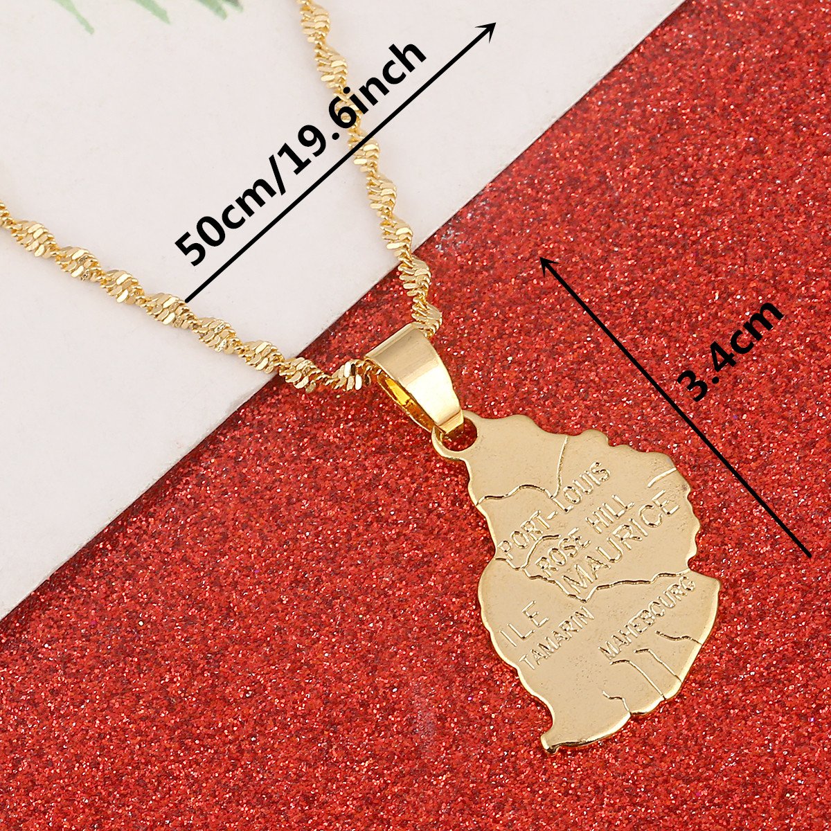 BR Gold Jewelry Mauritius Island Map Pendant Necklace for Women - Elegant 18K Gold Plated Mauritius Map Charm Necklace | Perfect for Travel Lovers, Anniversary Gifts & Island-Themed Jewelry Collection