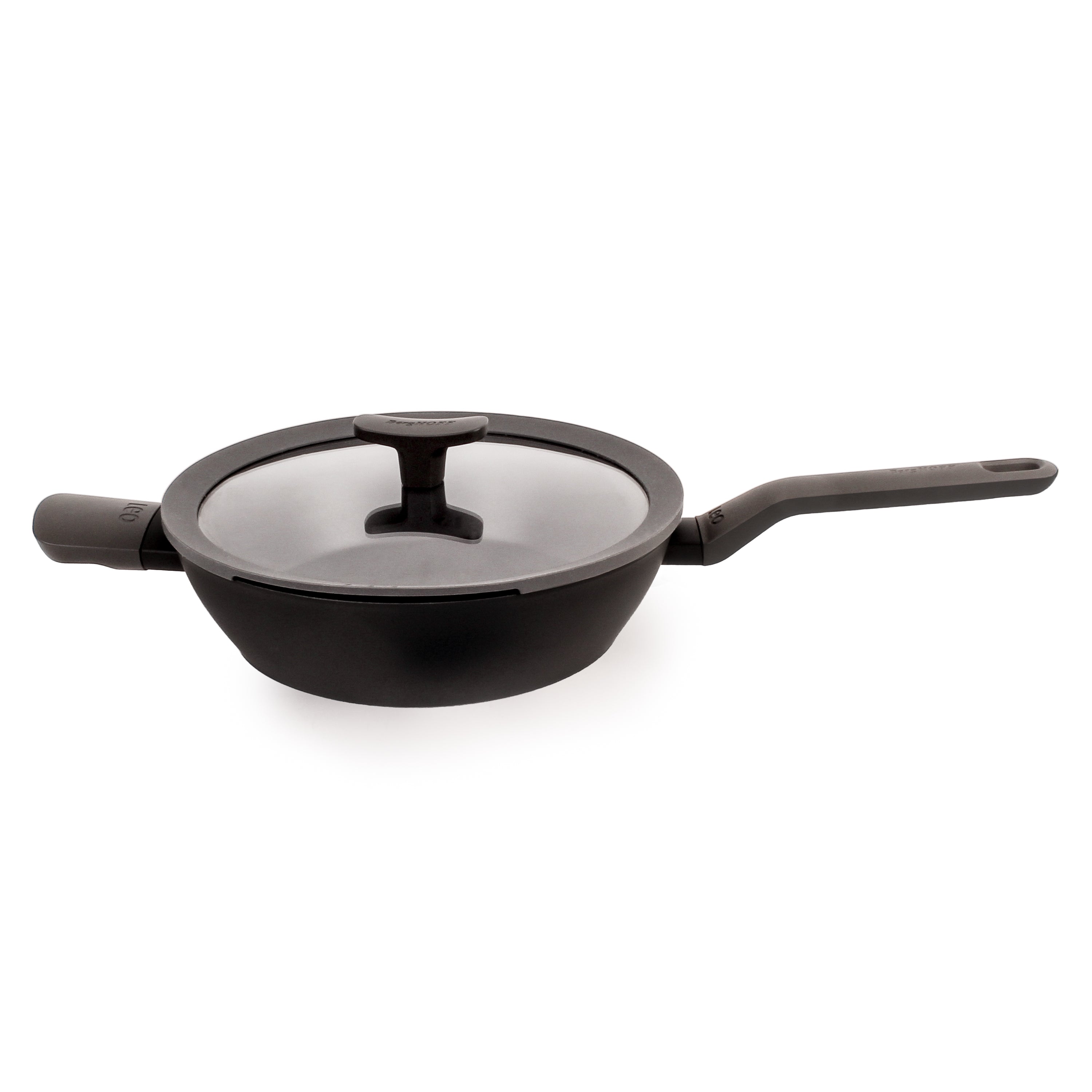 BergHOFF Leo 10-Piece Nonstick Ceramic Cookware Set with Glass Lids - Black | Eco-Friendly Kitchen Essentials for Frying, Sautéing & Cooking | Perfect for Gas, Electric & Induction Stoves