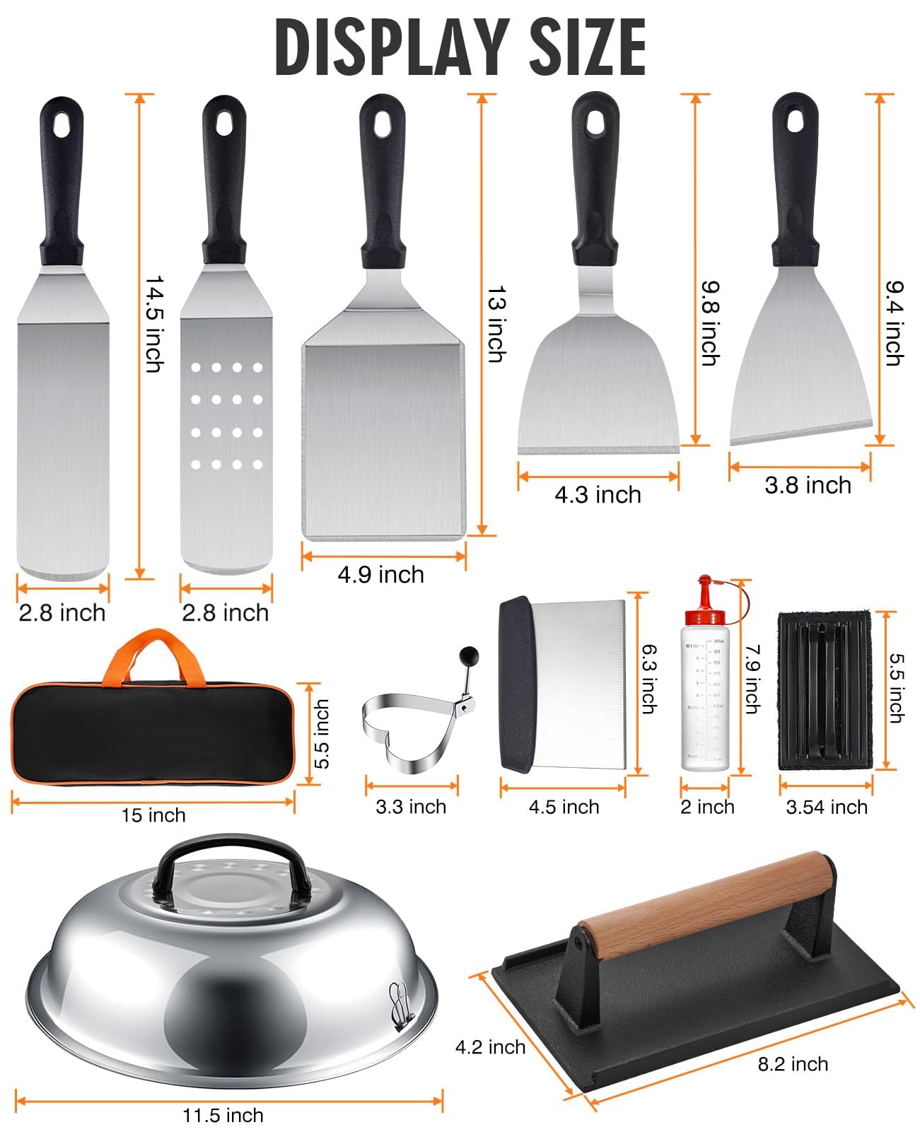 HOMENOTE Blackstone Griddle Accessories Kit - Professional Cast Iron Round Melting Dome & Flat Top Griddle Tools for Outdoor Cooking, Camping & Backyard BBQs