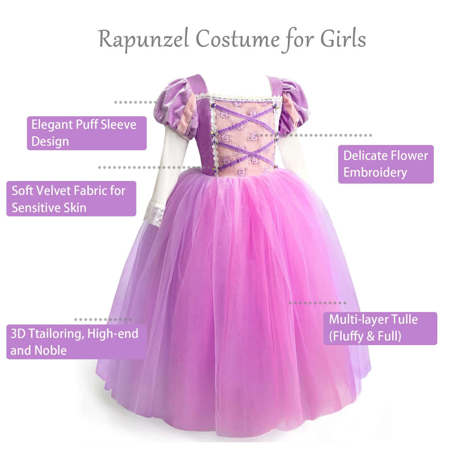 **Princess Belle Costume for Girls - Yellow Disney Belle Dress for Halloween, Birthday Party & Special Occasions | Toddler Fairy Dress Up Outfit for Pretend Play & Dress-Up Fun**