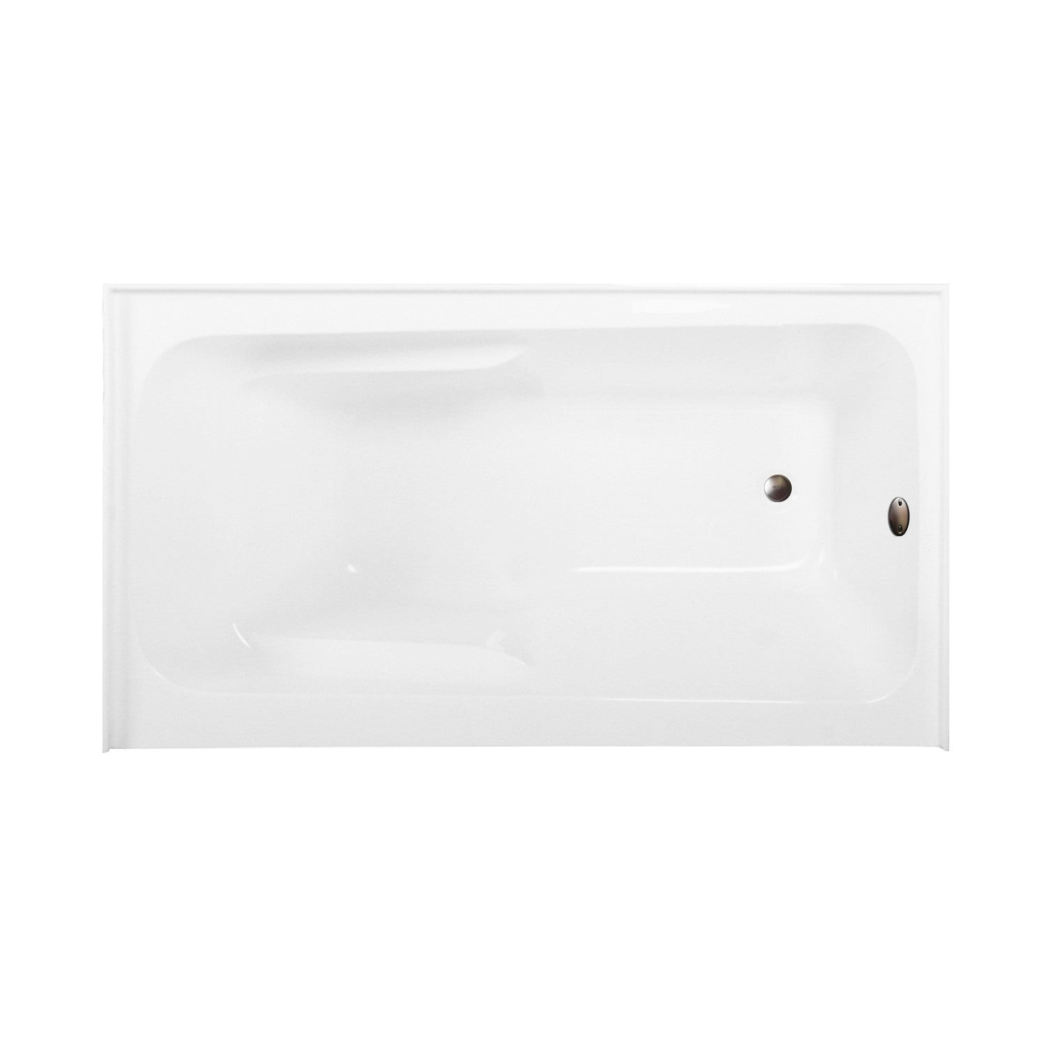 Aqua Eden 54 Inch Acrylic Rectangular 3 Wall Alcove Bathtub Combo with Armrests - Glossy White/Oil Rubbed Bronze - Right Hand Drain - Perfect for Modern Bathroom Renovations and Spa-Like Relaxation