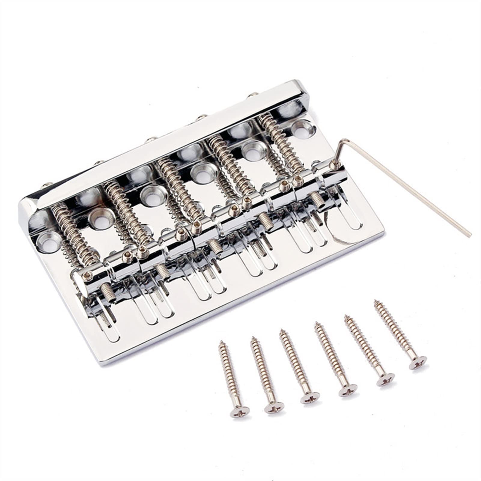 5-Piece Silver Iron Bass Bridge Set for Electric Guitar - High-Quality Replacement Parts & Accessories - Perfect for DIY Repairs, Upgrades & Professional Use