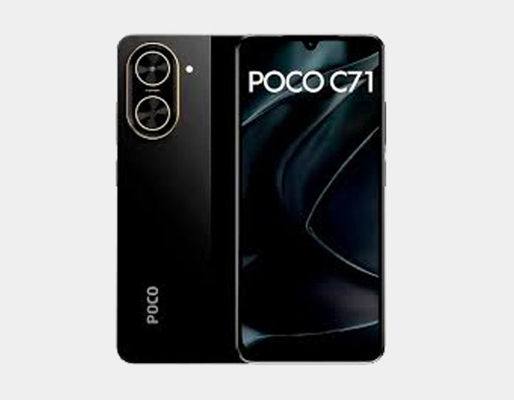 Xiaomi Poco C71 4G Smartphone - 128GB ROM, 4GB RAM, Dual SIM, GSM Unlocked (Black) - Perfect for Travel, Work & Daily Use