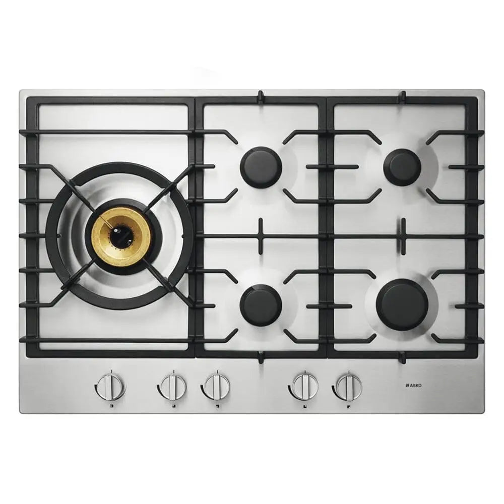 ASKO HG1776SD 75cm Stainless Steel Gas Cooktop - 5 Burner Professional Gas Stove for Home Kitchen Cooking, Baking & Grilling