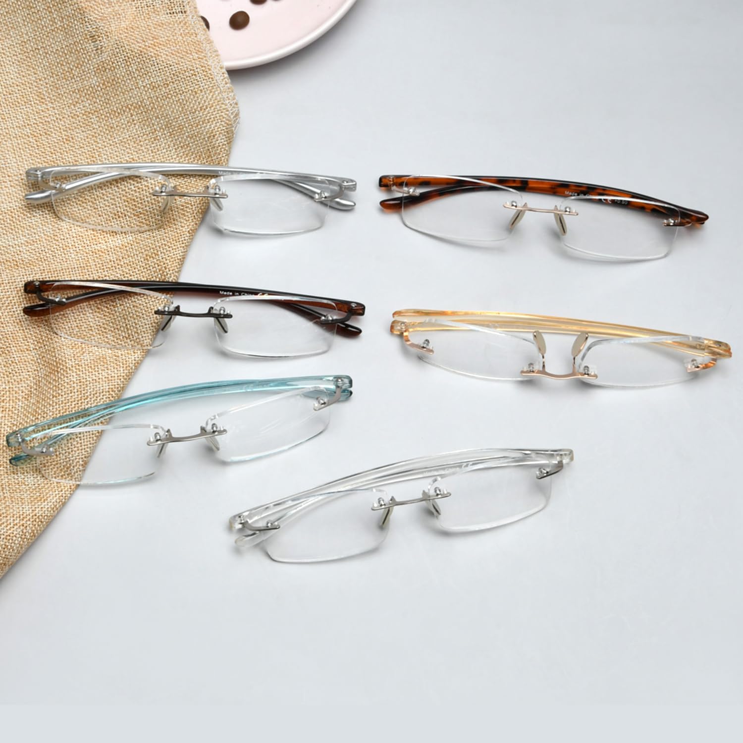BLUELESS Rimless Reading Glasses for Men & Women - Lightweight Small Frame Readers (Transparent) - Perfect for Reading, Computer Use & Office Work