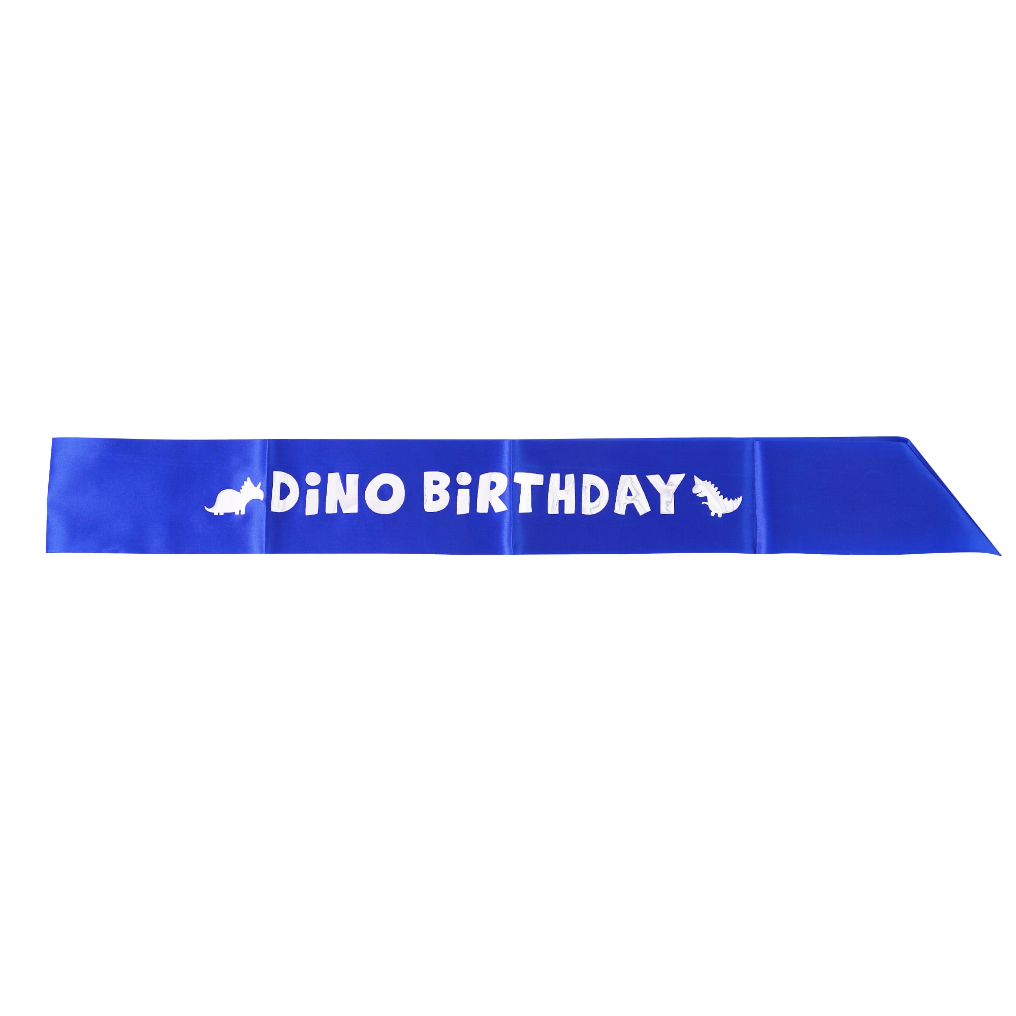Dinosaur Themed Birthday Sash for Kids - 62.5 Inches Long x 3.75 Inches Wide - Silver Foil Hot Stamp Design - Perfect for Dino Parties, Birthday Celebrations & Costume Accessories
