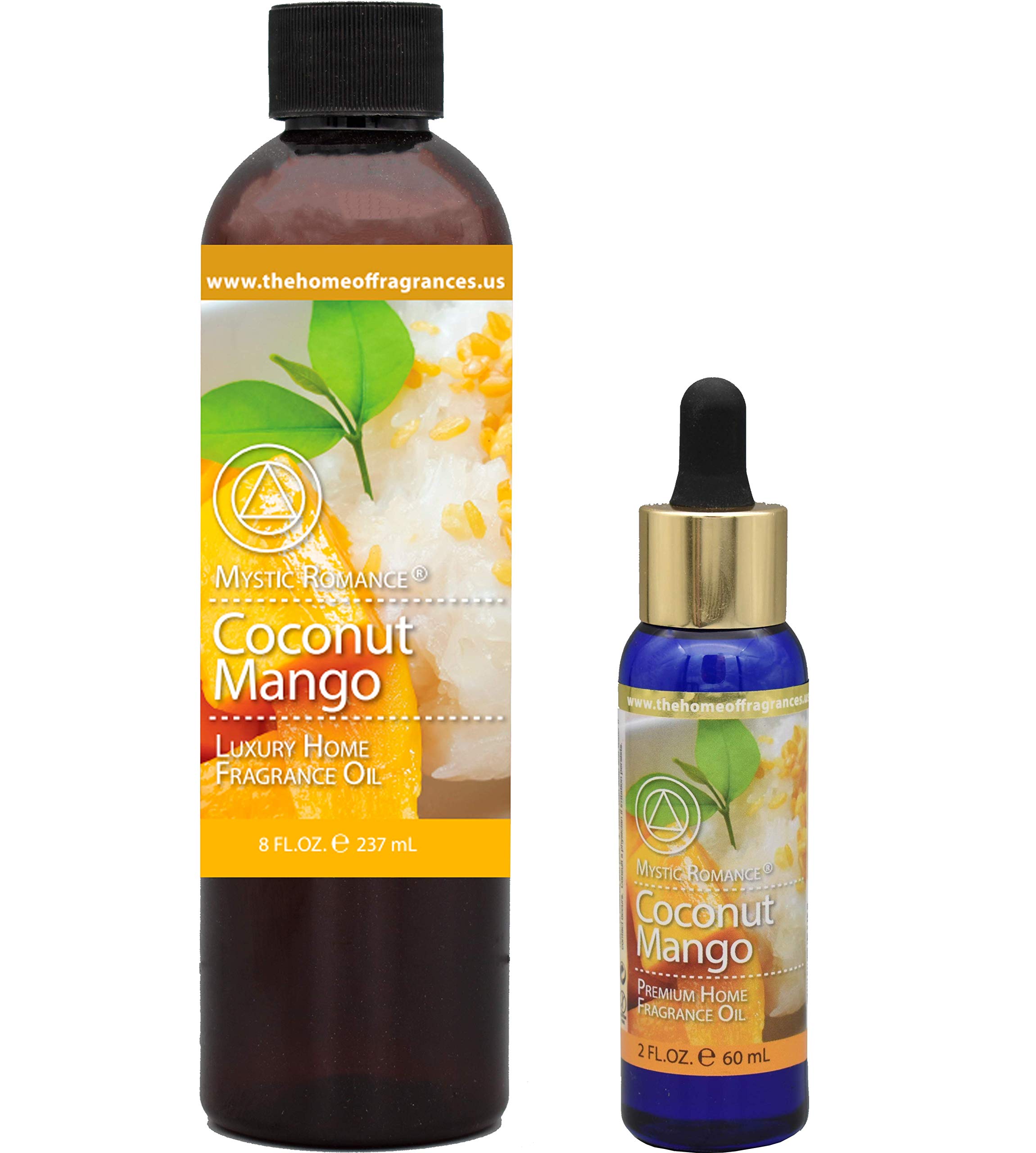Premium Coconut & Mango Fragrance Oil Set - 8oz + 2oz with Dropper for DIY Candles, Soaps & Aromatherapy - Natural Scented Oils for Home & Spa Relaxation