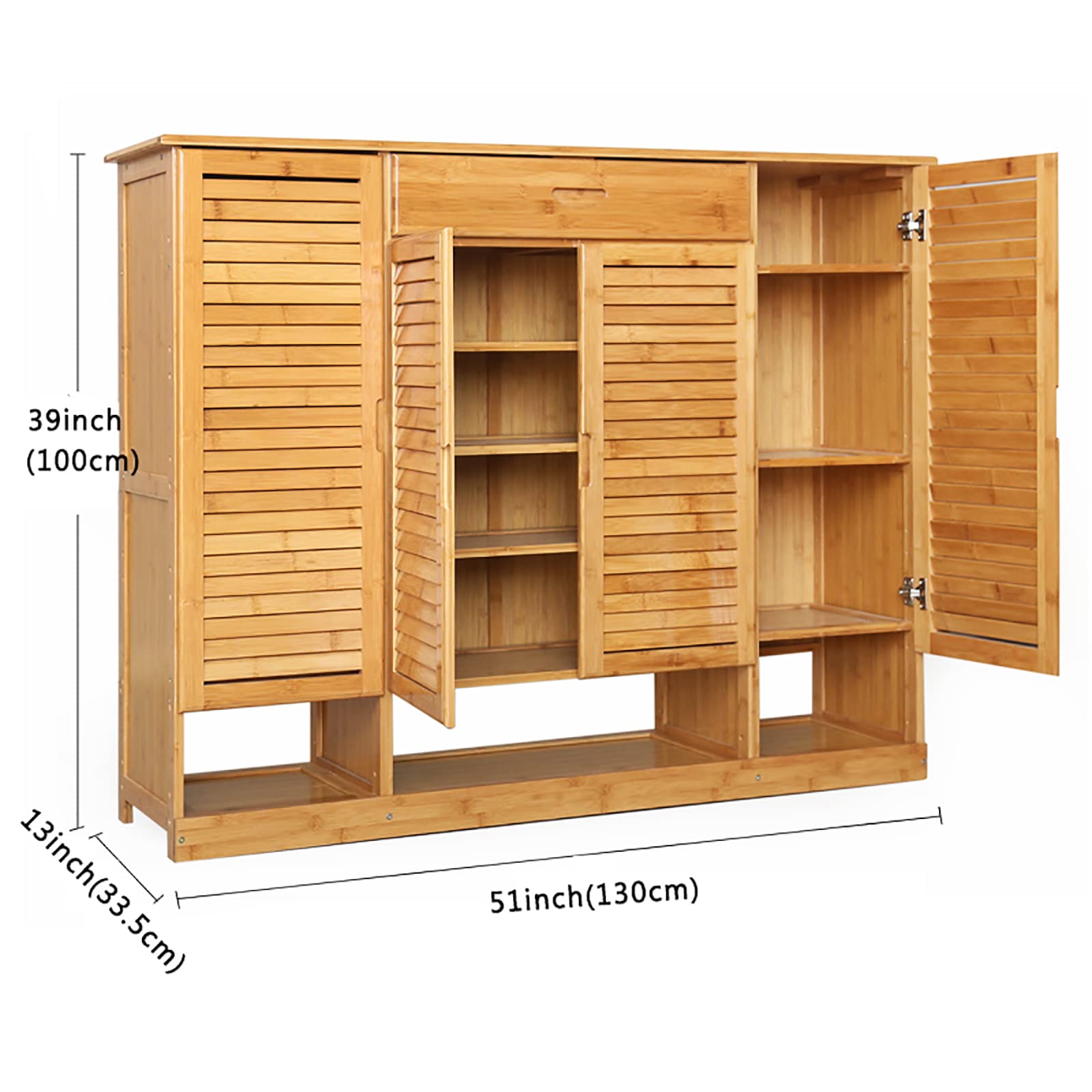 Bamboo Shoe Storage Cabinet with Doors - Rustic Entryway Shoe Organizer for Hallway, Closet & Bedroom Organization