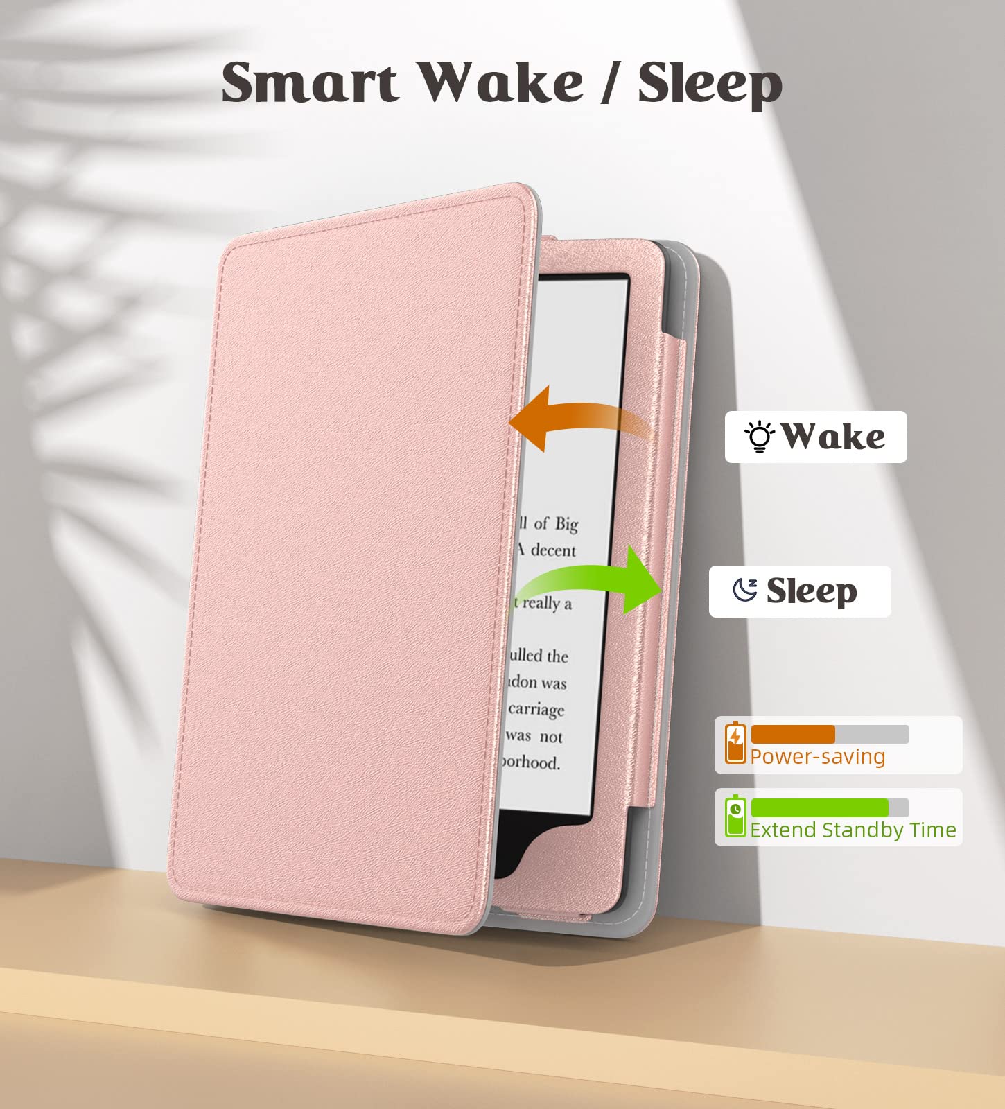 MoKo Slim PU Leather Case for Kindle Paperwhite 12th/11th Gen (2024/2021) & Kindle Color - Auto Wake/Sleep Cover with Soft Signature Edition - Rose Gold - Perfect for Reading, Travel & Daily Protection