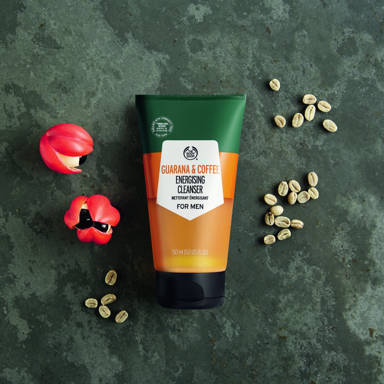 The Body Shop Energizing Face Wash for Men with Guarana & Coffee - Deep Cleansing, Oil Control & Revitalizing - Perfect for Morning Skincare Routine & Post-Workout Refresh