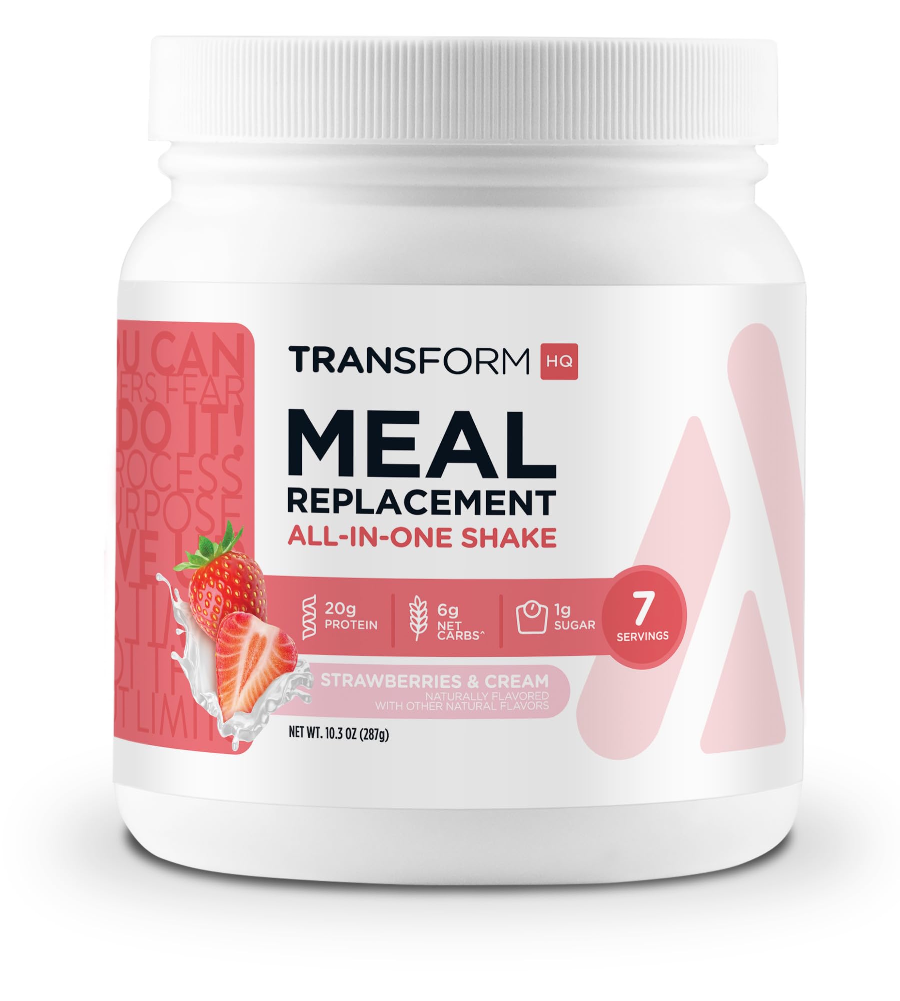 TransformHQ Meal Replacement Shake Powder - Strawberry & Cream Flavor (7 Servings) | Gluten Free, Non-GMO Protein Powder for Weight Loss & Muscle Recovery | Perfect for Busy Professionals, Gym Lovers & On-the-Go Nutrition