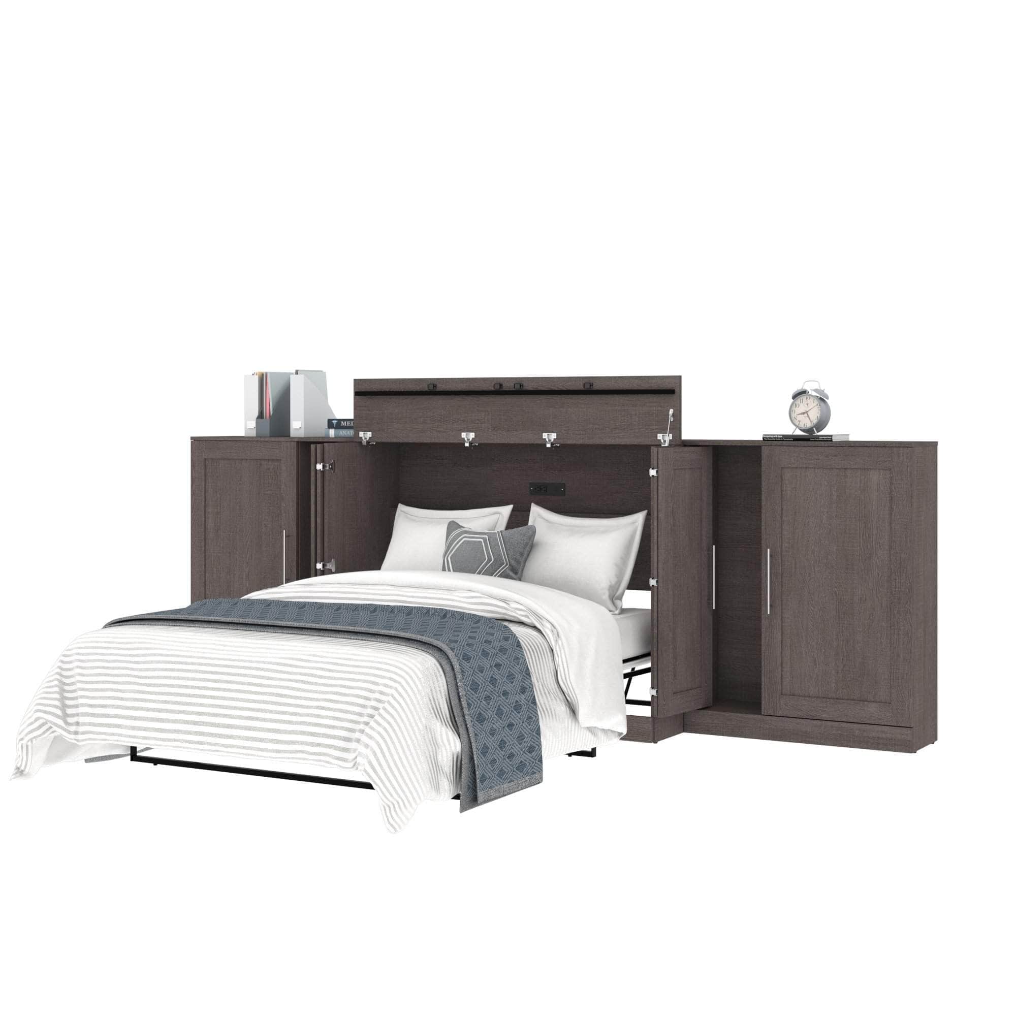 Pur Full Murphy Cabinet Bed with Mattress & 2x36