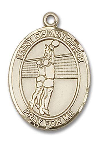 14K Gold Filled St. Christopher Volleyball Medal Pendant Necklace - Religious Jewelry Gift for Volleyball Players & Athletes - Perfect for Games, Training & Sports Blessings