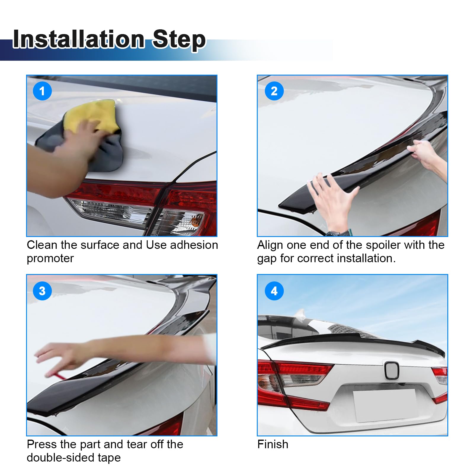 Honda Accord 10th Gen 2018-2021 Trunk Spoiler Wing - ABS Plastic Lip Spoiler for 4 Door Sedan - Glossy Black Automotive Exterior Accessory | Enhances Style & Aerodynamics for Daily Driving & Car Shows