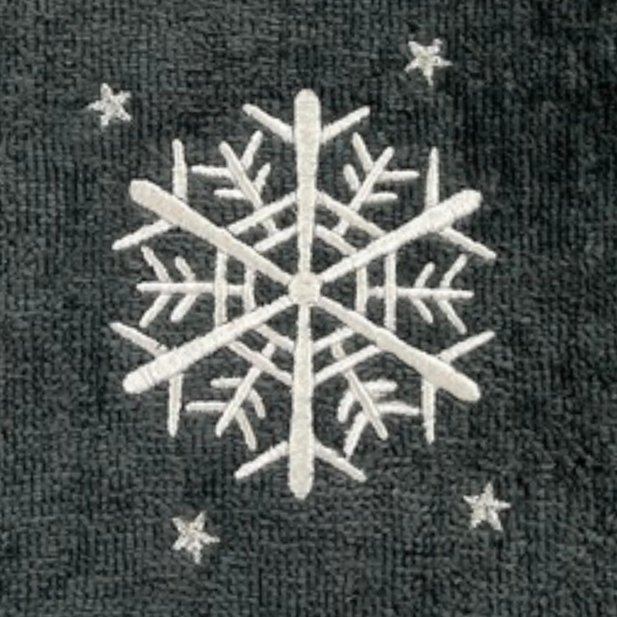 Snowflake Design Grey Holiday Fingertip Bathroom Guest Towels - Set of 2, 12x18 Inches, 100% Cotton - Perfect for Christmas Decor, Guest Bathrooms & Winter Home Accents