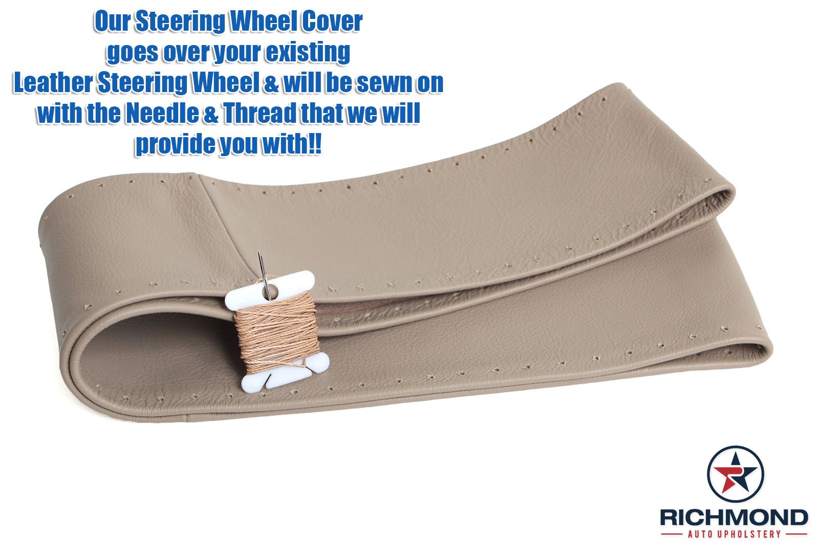 Premium Tan Leather Steering Wheel Cover for 1997 Ford Expedition XLT - Comfort Grip & Anti-Slip Design | Perfect for Road Trips, Daily Commutes & Car Interior Protection