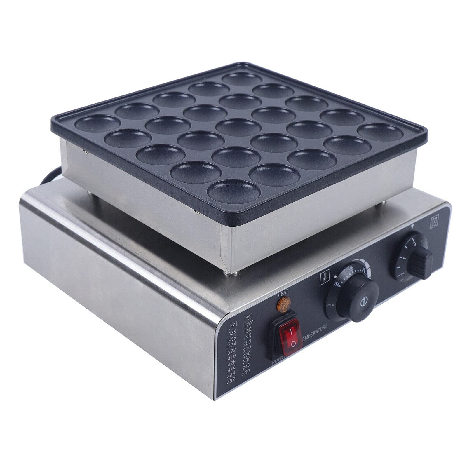 25Pcs Commercial Dutch Mini Pancake Maker Machine - 110V Nonstick Electric Waffle Baker for Waffles, Potato Pancakes, Breakfast, Lunch & Snacks - Perfect for Restaurants, Cafes, Food Trucks & Home Kitchens