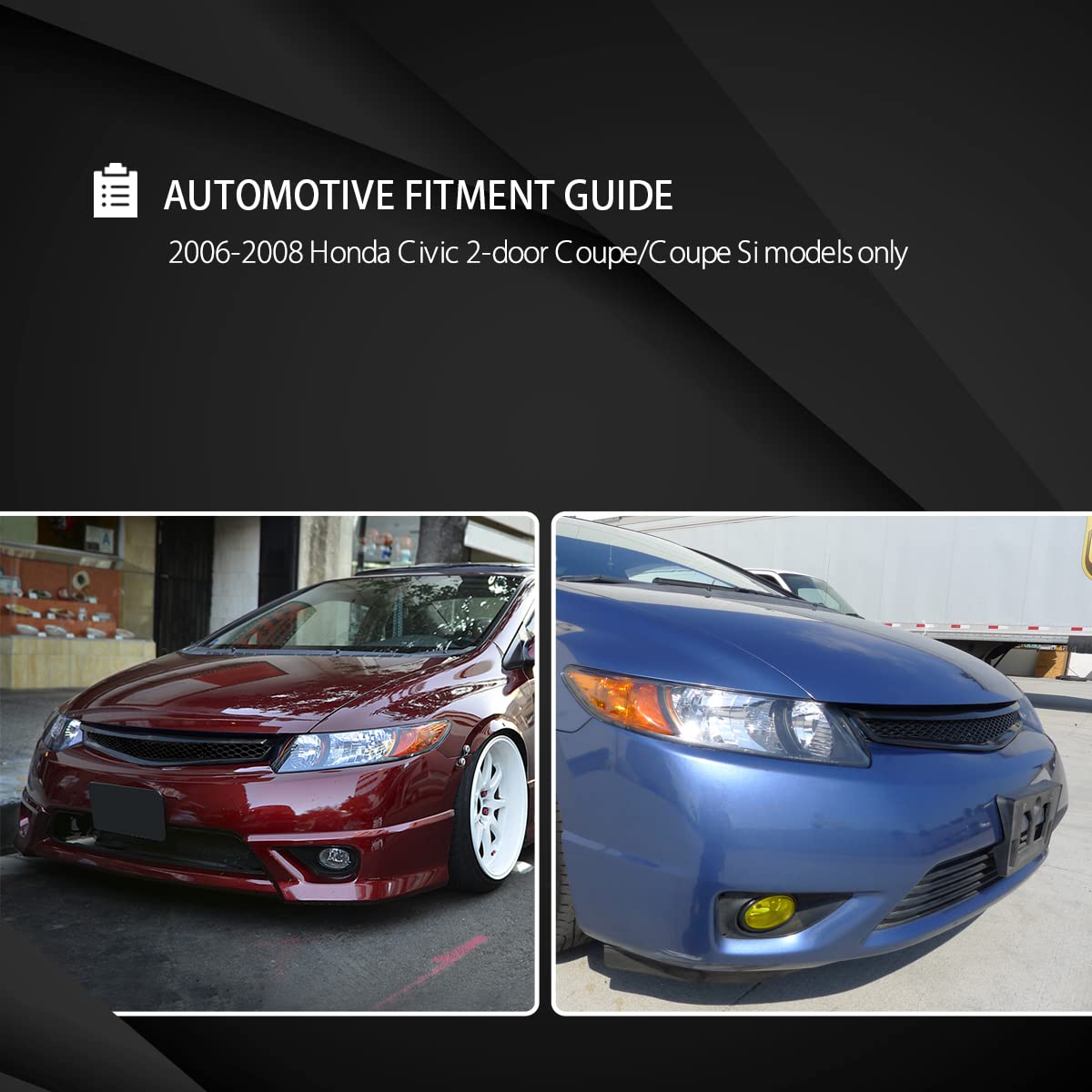 Autozensation Black Honeycomb Hood Grille Compatible with 2006-2008 Honda Civic 2Dr Coupe - Upgrade Your Car's Front Styling for Street Racing & Custom Builds