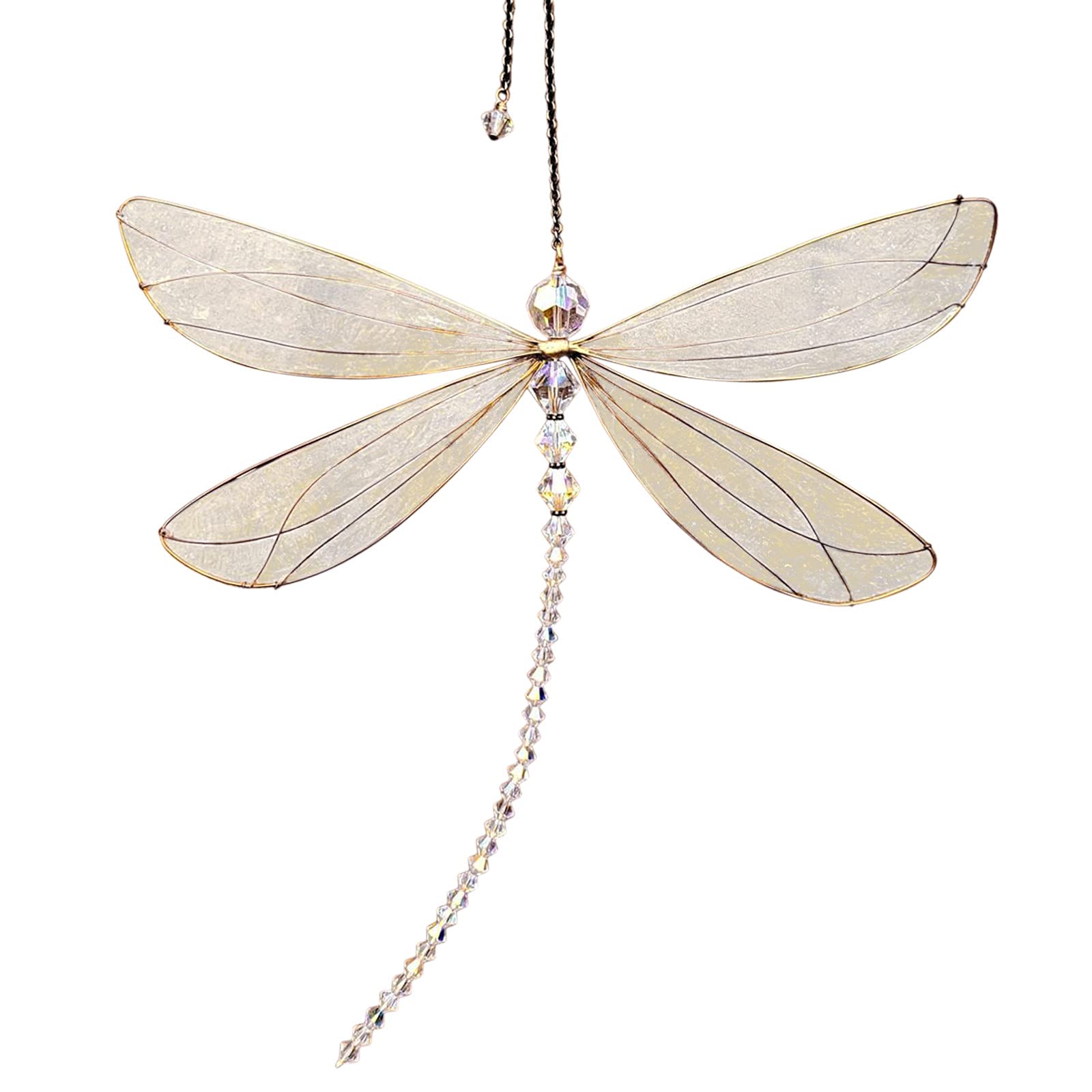 Rainbow Crystal Dragonfly Suncatcher Ornament - Handmade Sun Catcher for Home Decor, Window Hanging, Garden Decor & Christmas Wreath - Perfect for Living Room, Bedroom, Nursery & Outdoor Spaces