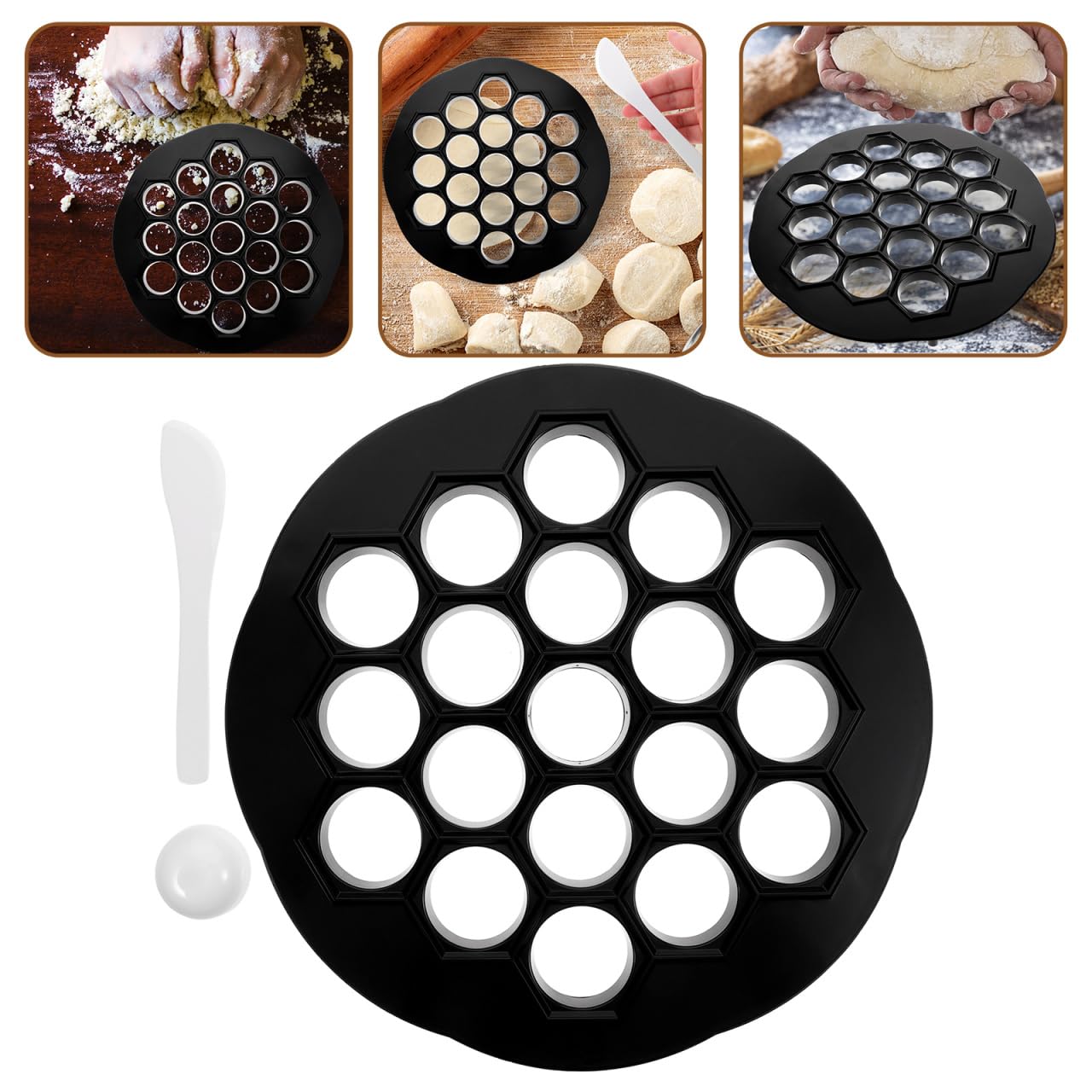 19-Hole Reusable Dumpling Maker - Black Plastic Pelmeni Mold for Homemade Dumplings, Ravioli & Potstickers | Easy DIY Cooking Tool | Perfect for Housewarming Gifts & Family Cooking Activities | Great for Asian Cuisine, Dinner Parties & Meal Prep