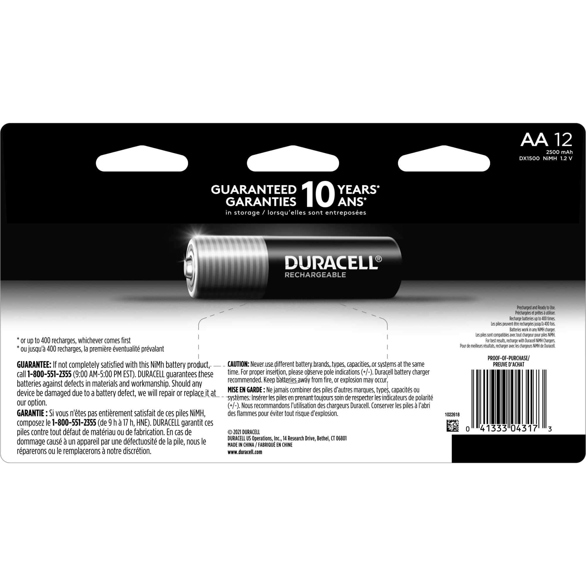 Duracell Rechargeable AA Batteries 12 Pack - Long Lasting Double A Batteries, Pre-Charged for Household & Business Devices - Perfect for Cameras, Toys, Flashlights & Electronics
