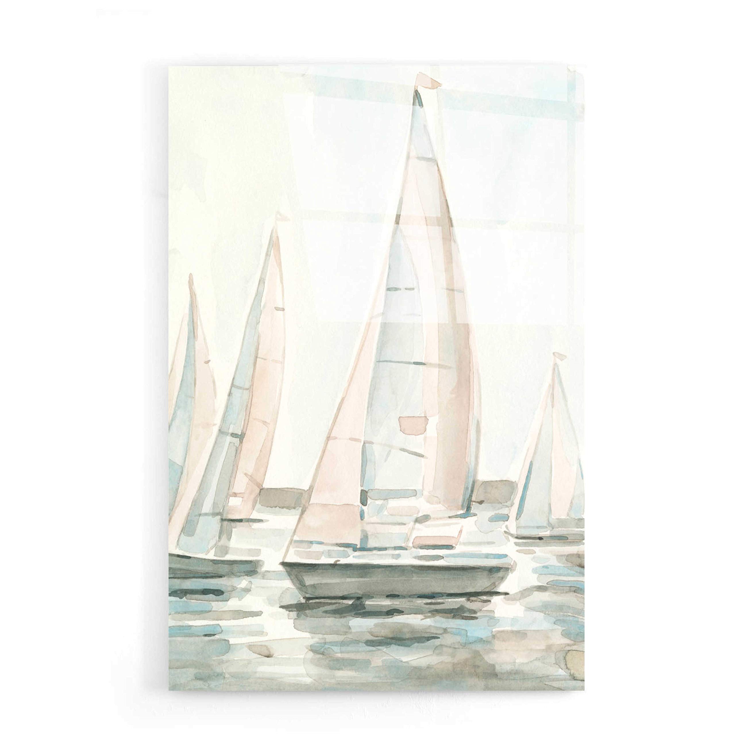 Emma Scarvey 'Soft Sail I' Acrylic Glass Wall Art - 16x24 Inches Modern Ocean Painting for Living Room, Bedroom & Office Decor