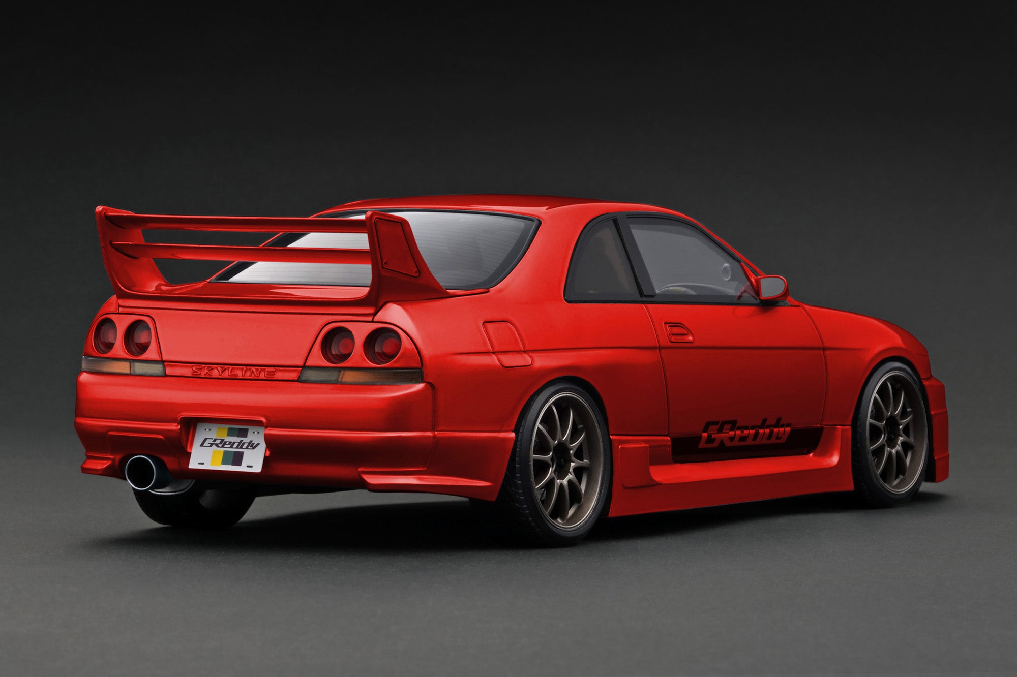 1:18 Scale Nissan Skyline GT-R (R33) GReddy Version - Red Metallic Diecast Model Car for Collectors & Racing Enthusiasts | Perfect for Display Cases, Shelf Decor & Car Shows