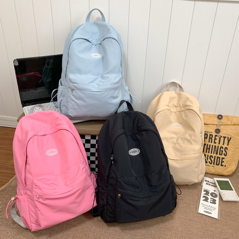 Juoxeepy Cute Aesthetic Laptop Backpack for Women - Lightweight Nylon College Backpack with USB Charging Port, Water Resistant Travel Daypack - Perfect for School, Work, Commuting & Travel Accessories
