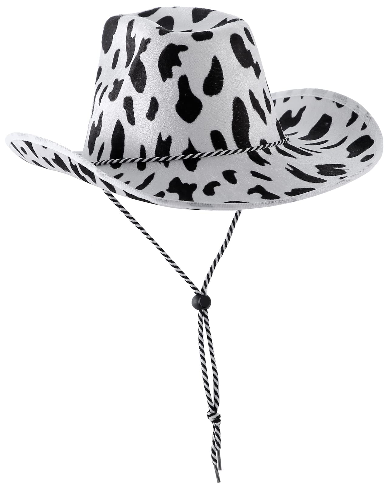 Western Cowboy Hat for Men & Women - Cute Cow Print Felt Cowboy Cowgirl Hat for Rodeo, Halloween Costume & Country Party Accessories