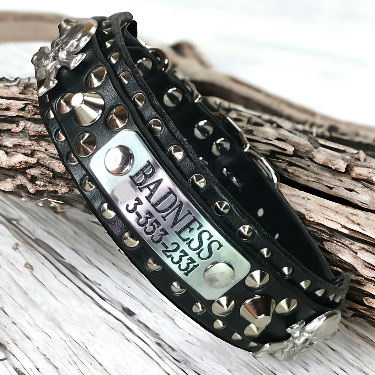 Custom Engraved Leather Dog Collar for Large Dogs - Barbarossa Personalized Pet Collar with Name Plate | Durable & Adjustable for Daily Walks, Training & Outdoor Adventures