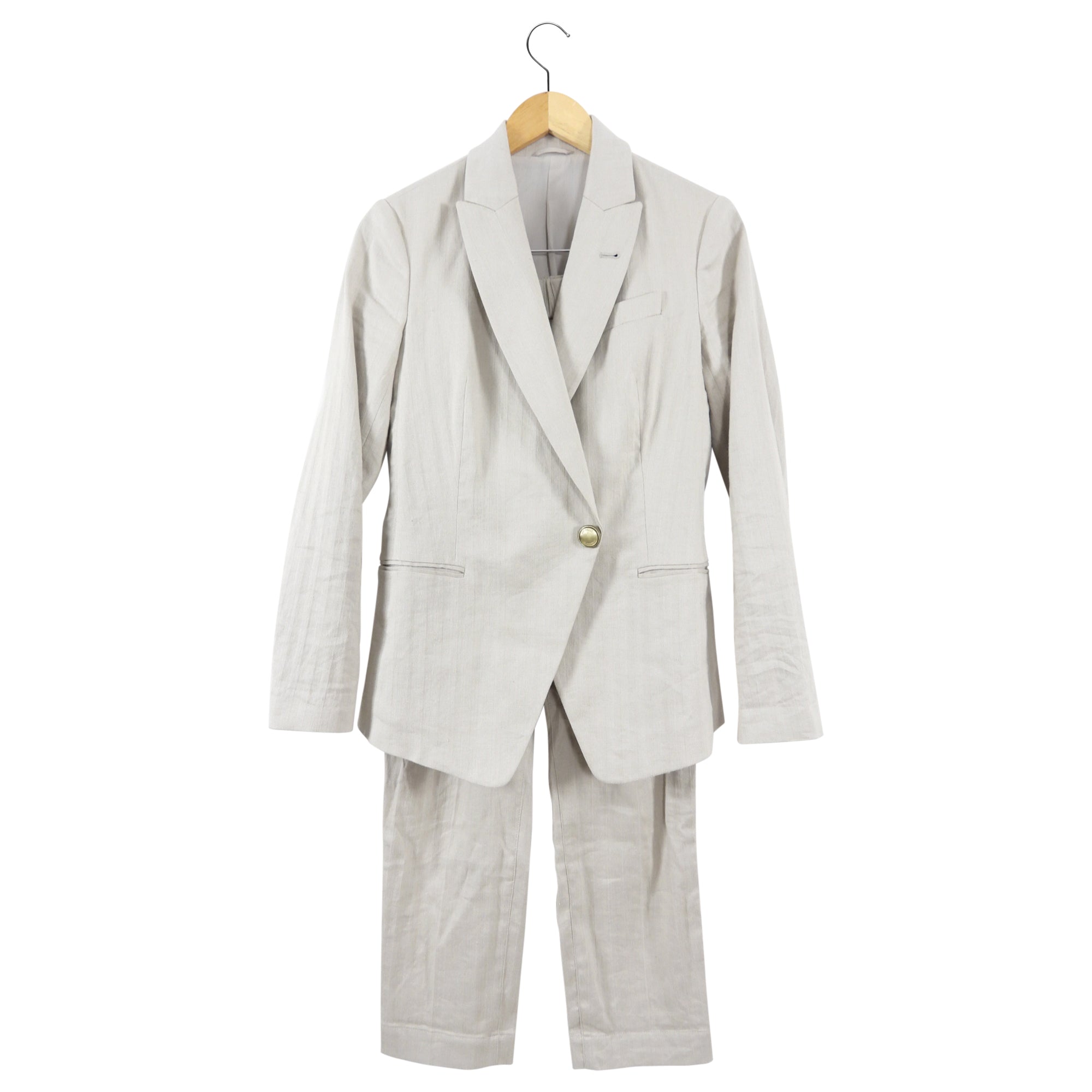 Brunello Cucinelli Natural Linen Pants Suit for Women - Comfortable Summer Business Casual Outfit - Perfect for Office Wear, Travel & Special Occasions